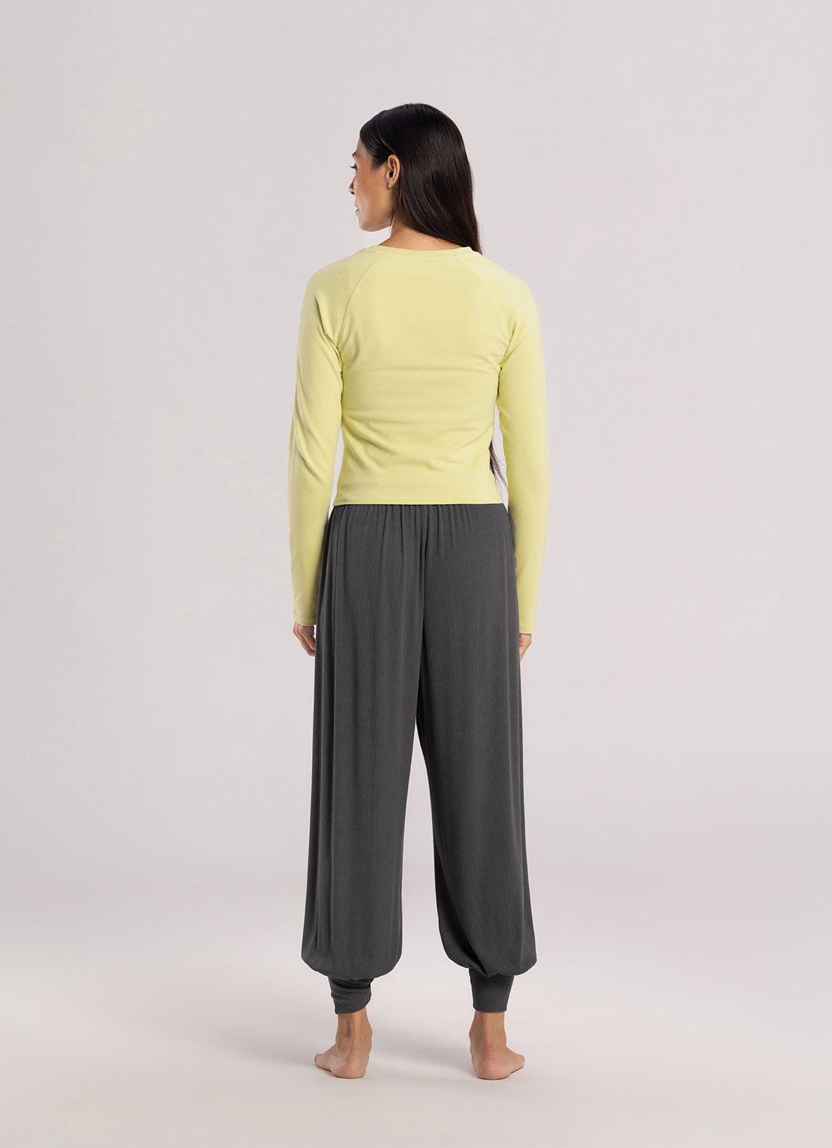 Rib jogger ankle pants_Dark Grey
