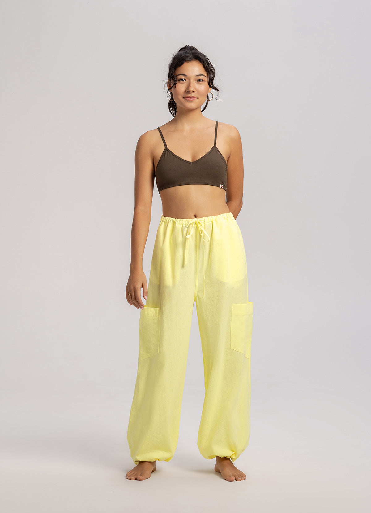 Out pocket wide pants_Lemon