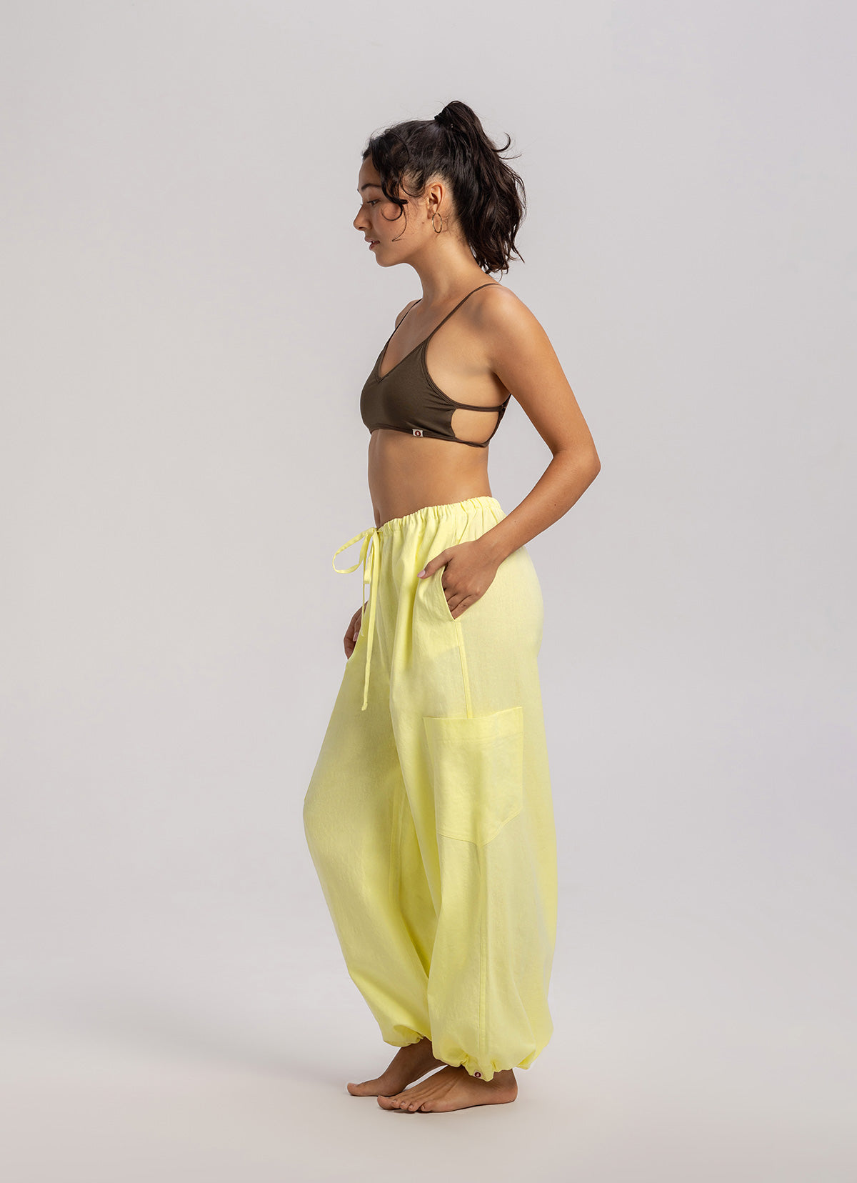Out pocket wide pants_Lemon