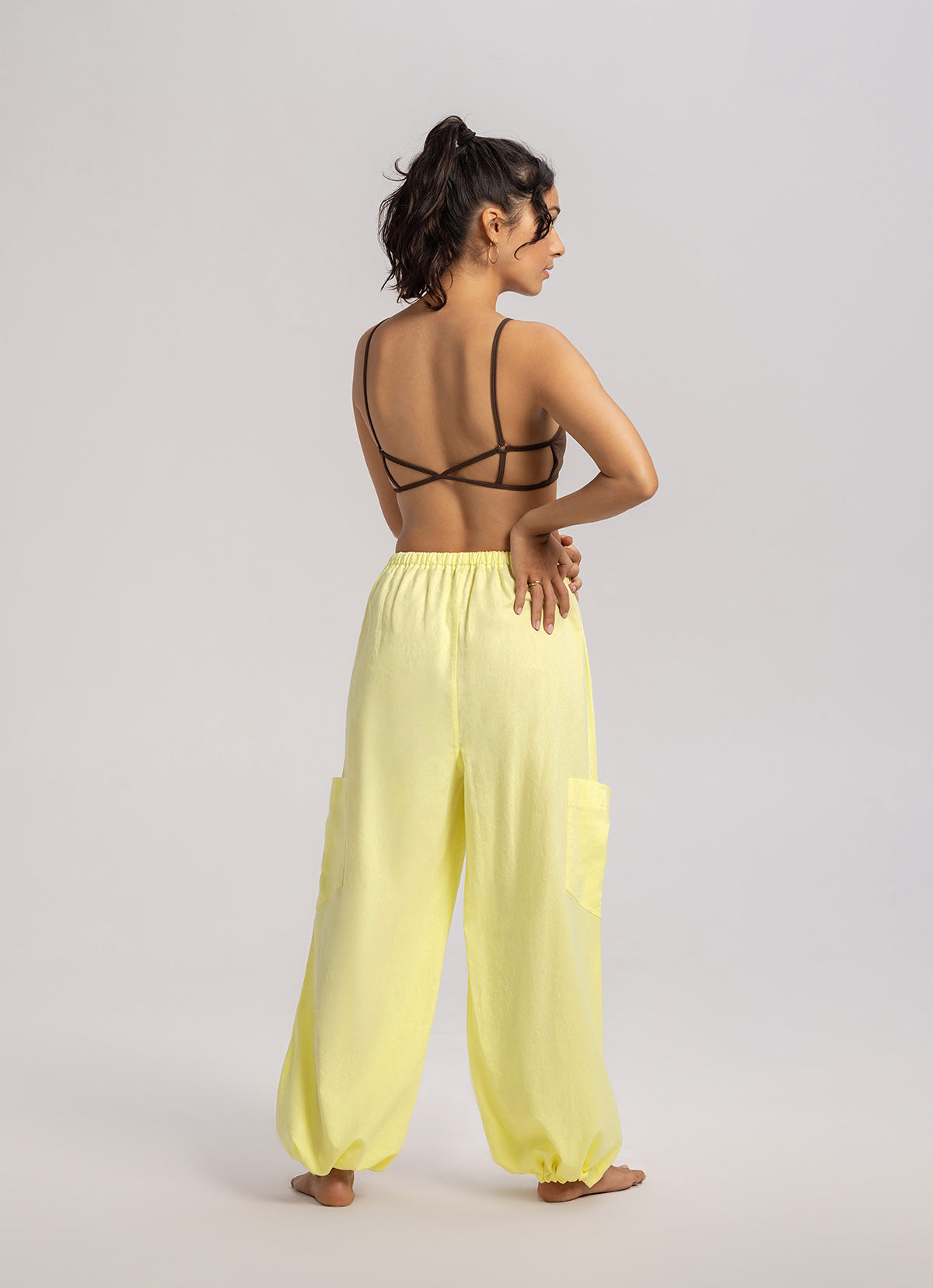 Out pocket wide pants_Lemon