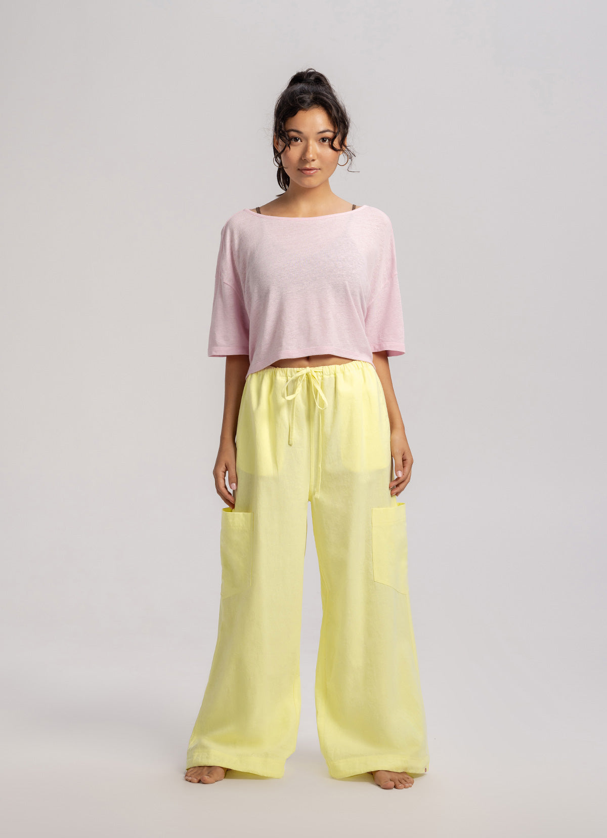 Out pocket wide pants_Lemon