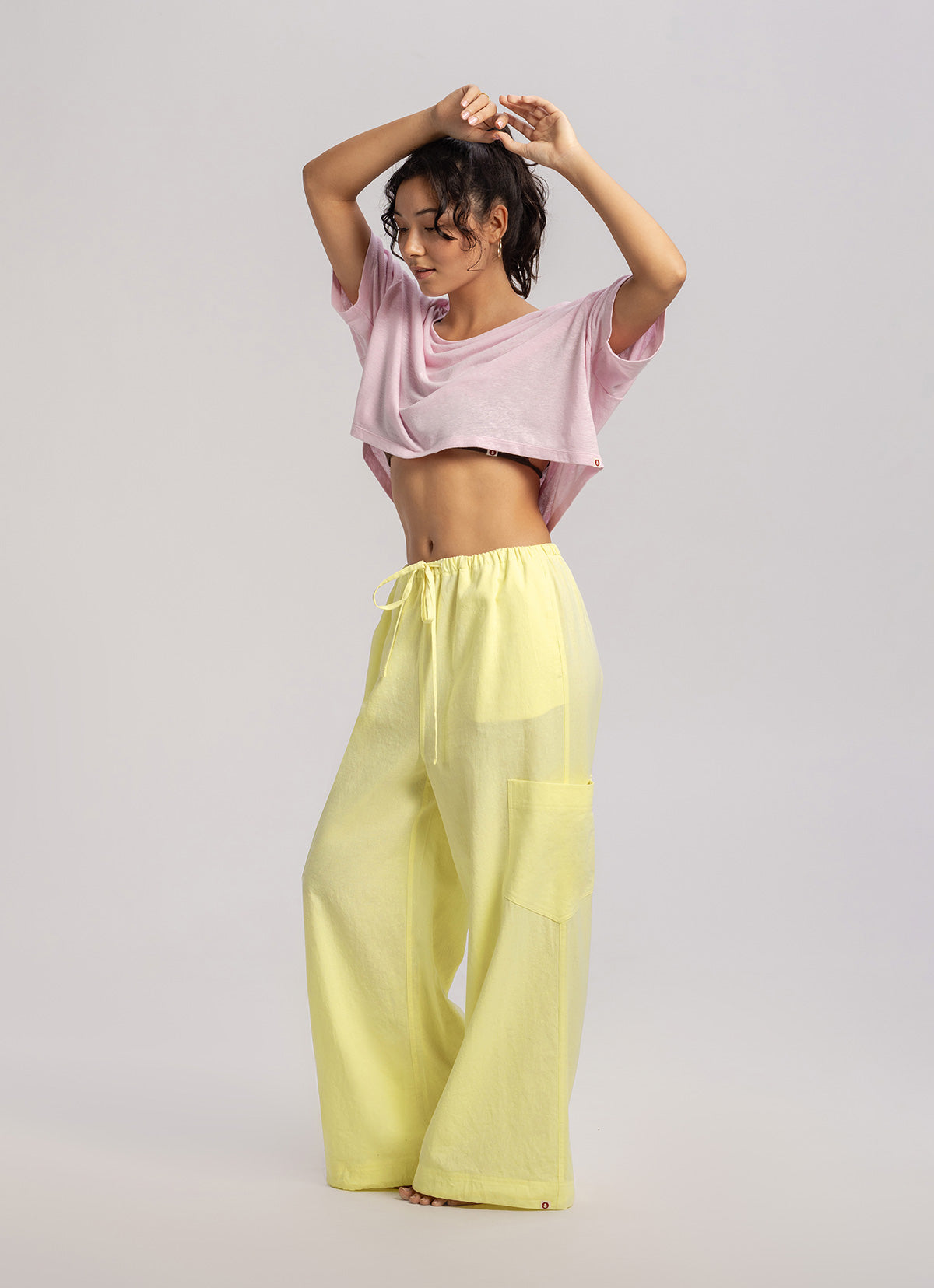 Out pocket wide pants_Lemon