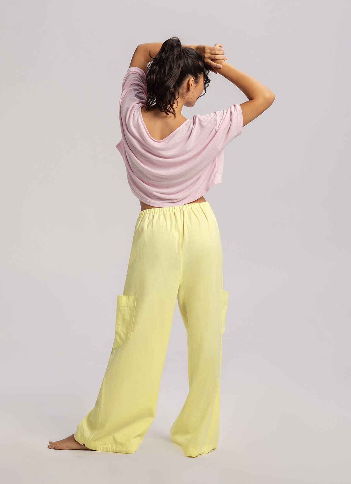 Out pocket wide pants_Lemon