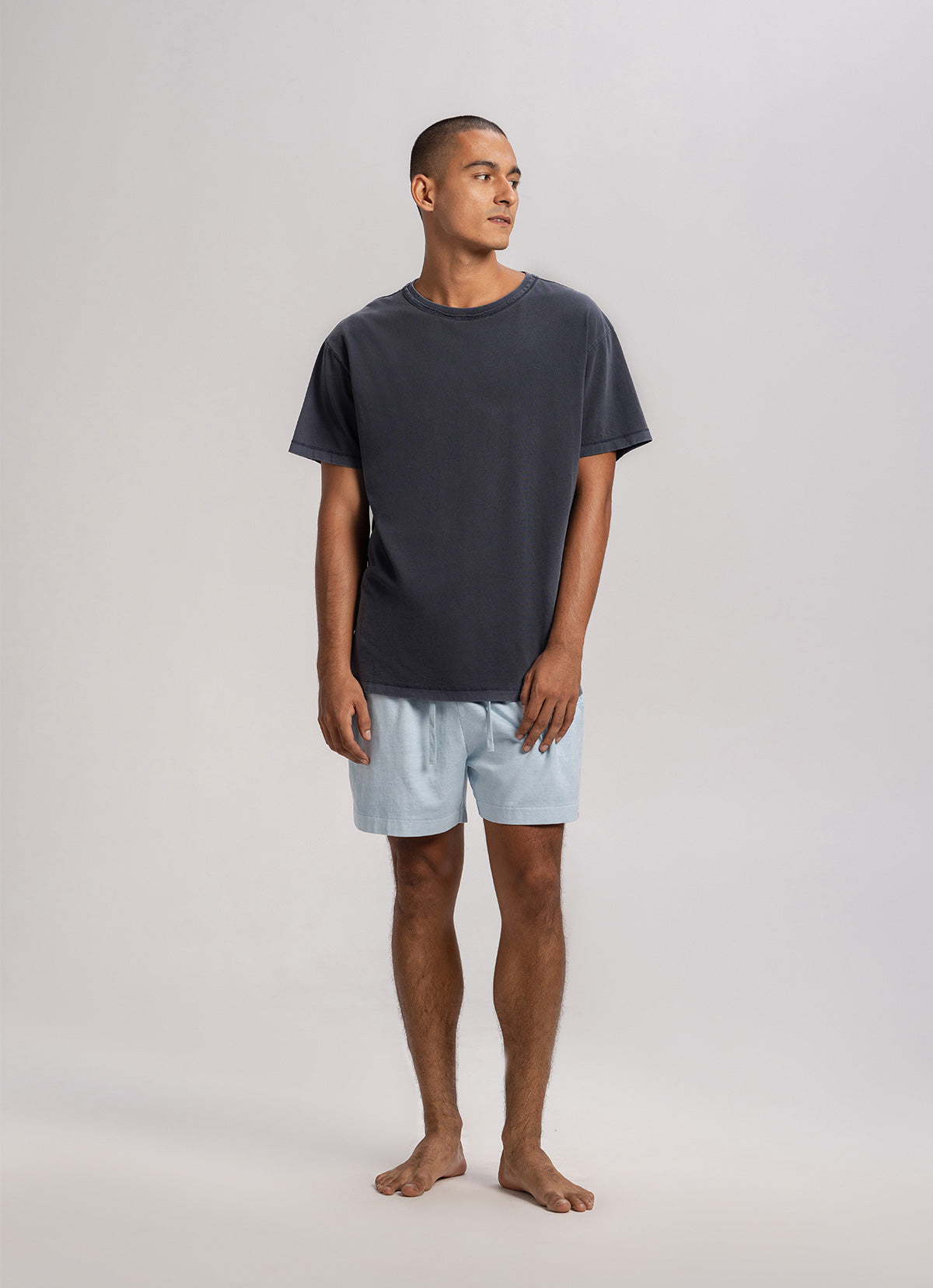 One tuck panelled shorts (Unisex)_Celestial Blue