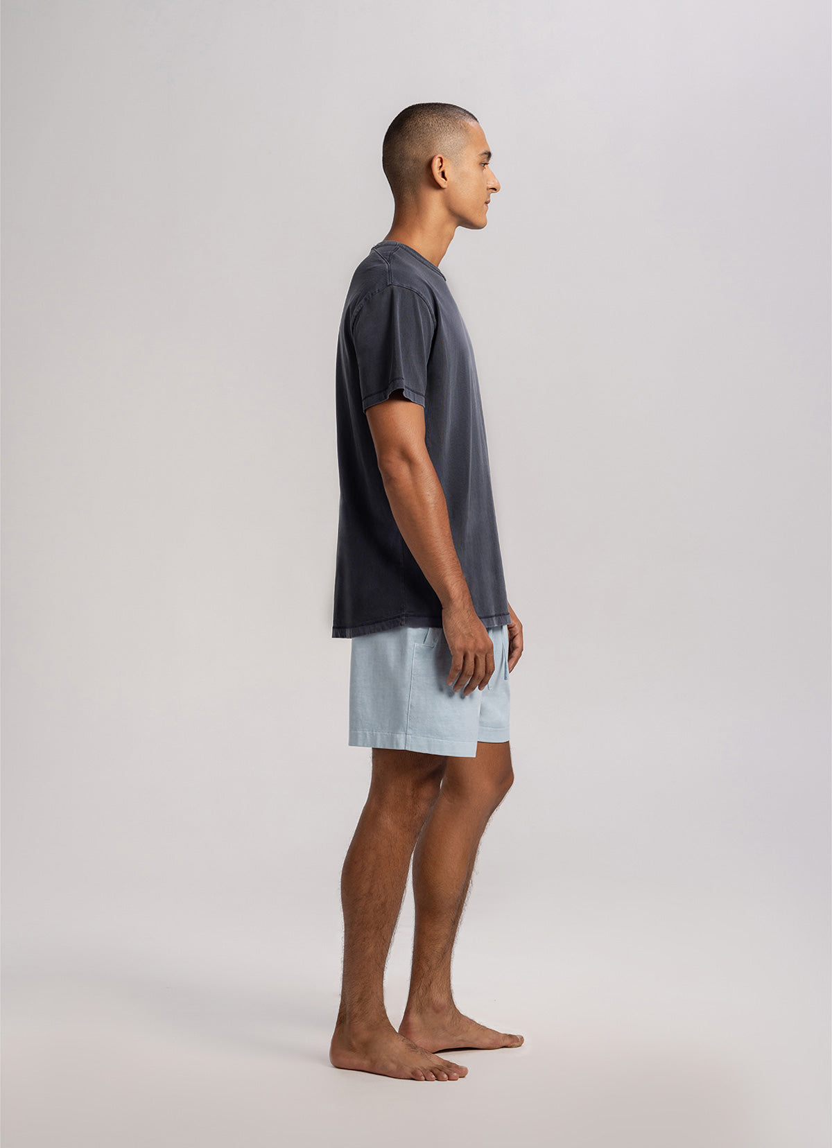 One tuck panelled shorts (Unisex)_Celestial Blue