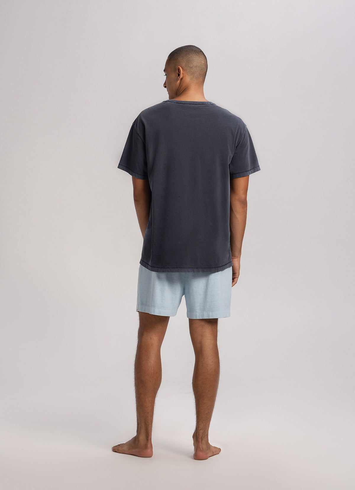 One tuck panelled shorts (Unisex)_Celestial Blue