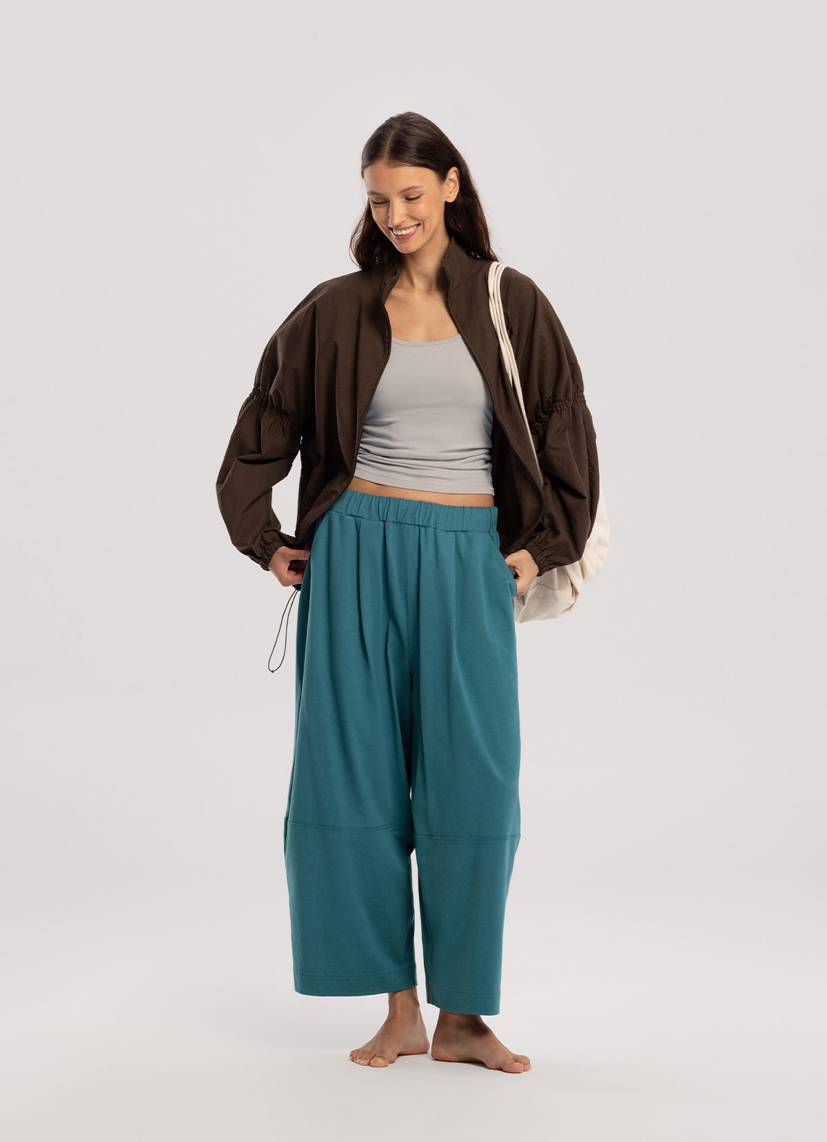 Wide panel pants (Unisex)_Turquoise
