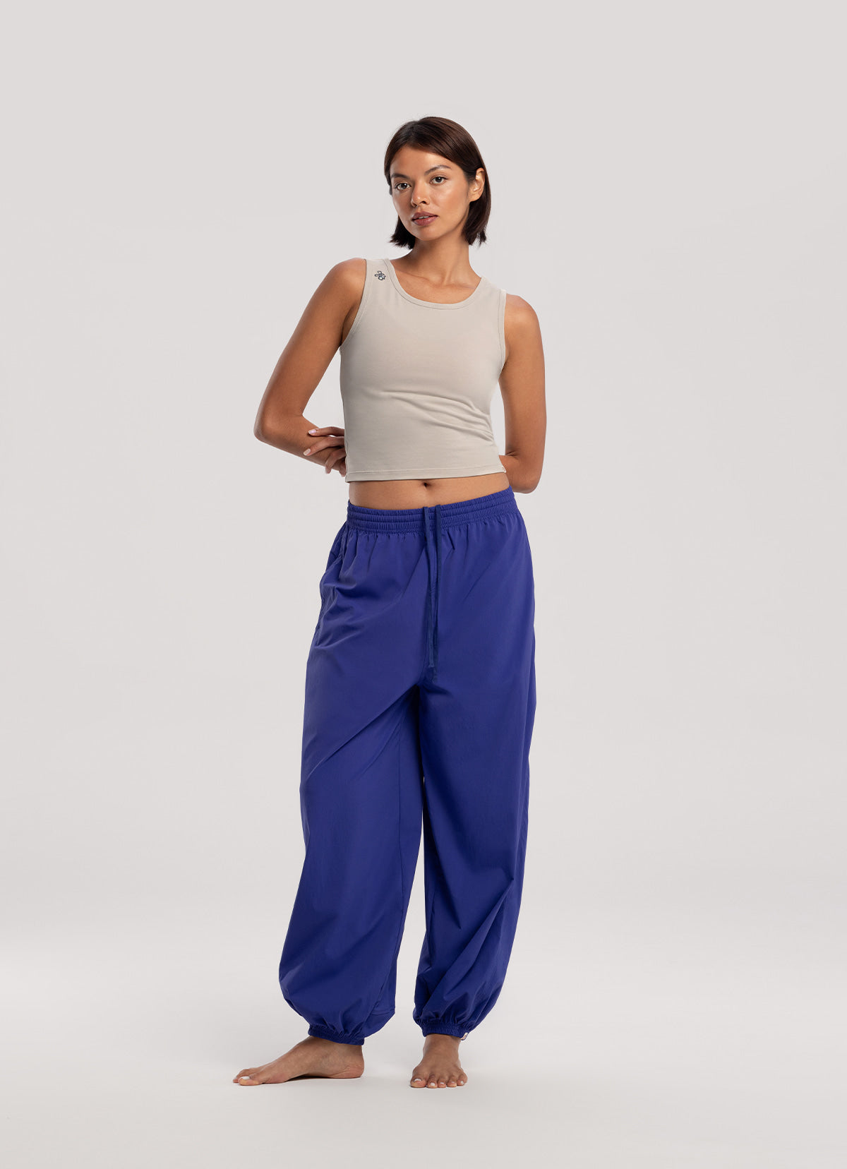 Diagonal jogger pants (Nylon ver.) (Unisex)_Spectrum Blue