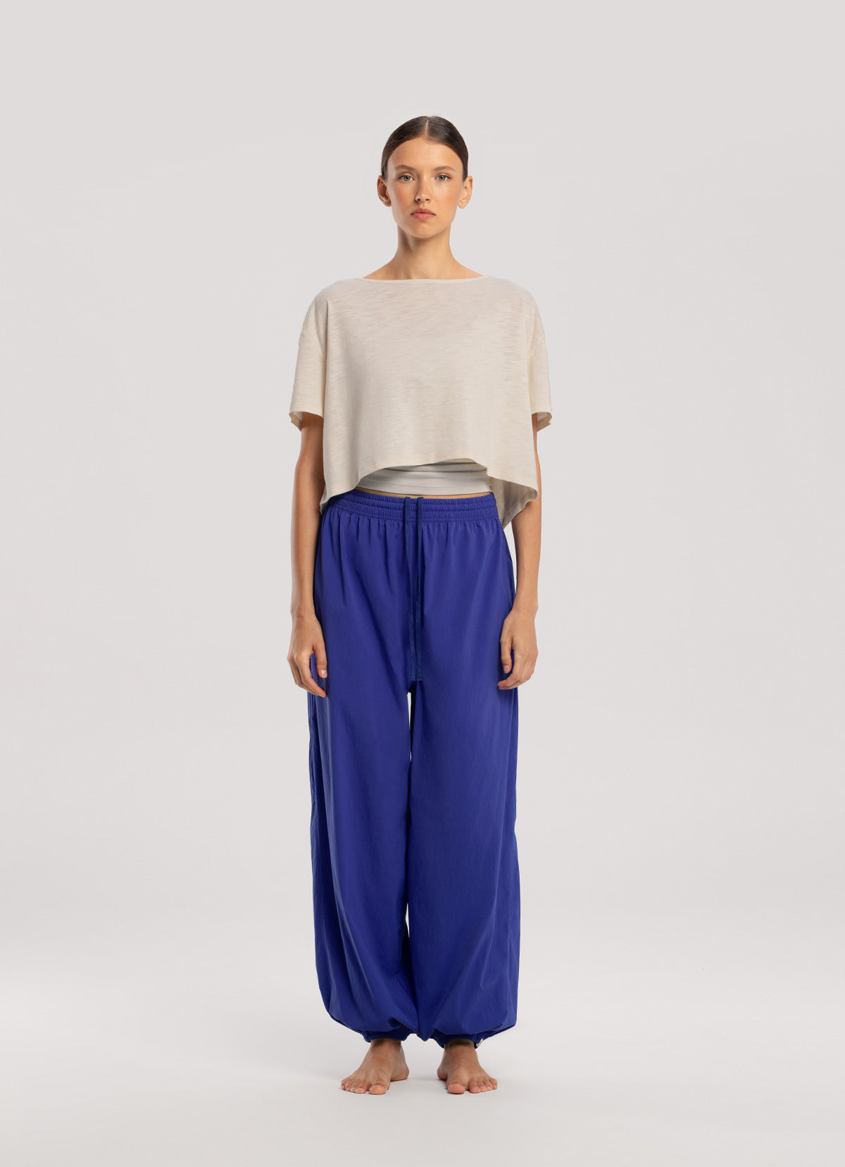 Diagonal jogger pants (Nylon ver.) (Unisex)_Spectrum Blue