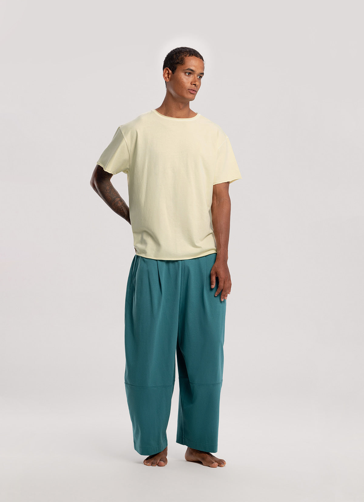 Wide panel pants (Unisex)_Turquoise