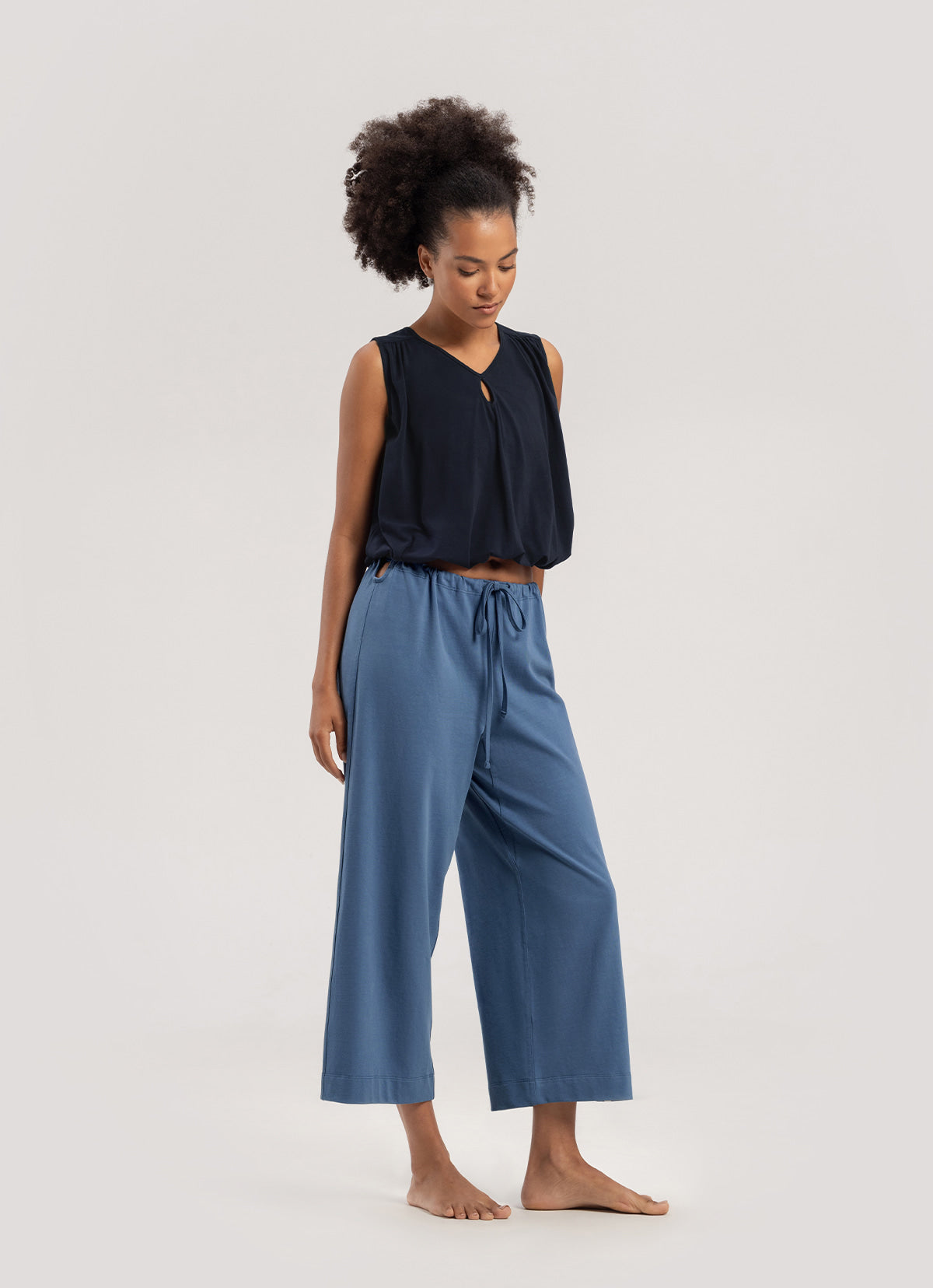 Tied straight pants_Blue Horizon