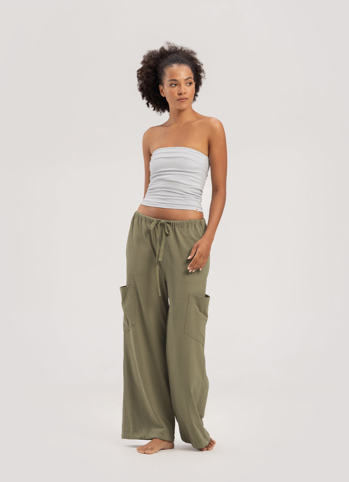 Out pocket wide pants_Khaki