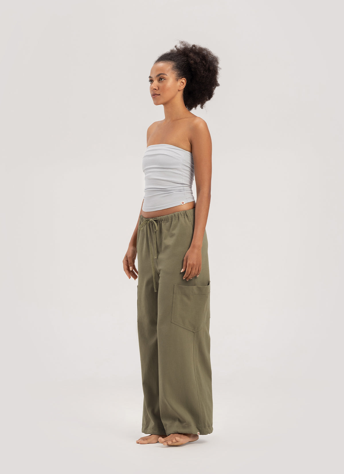 Out pocket wide pants_Khaki
