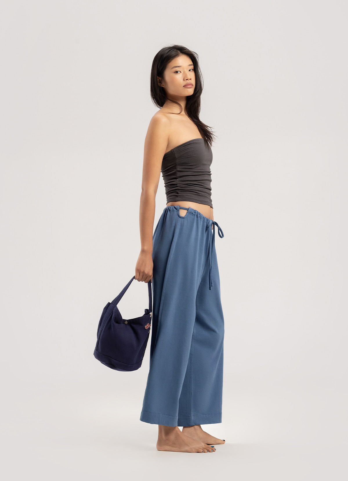 Tied straight pants_Blue Horizon