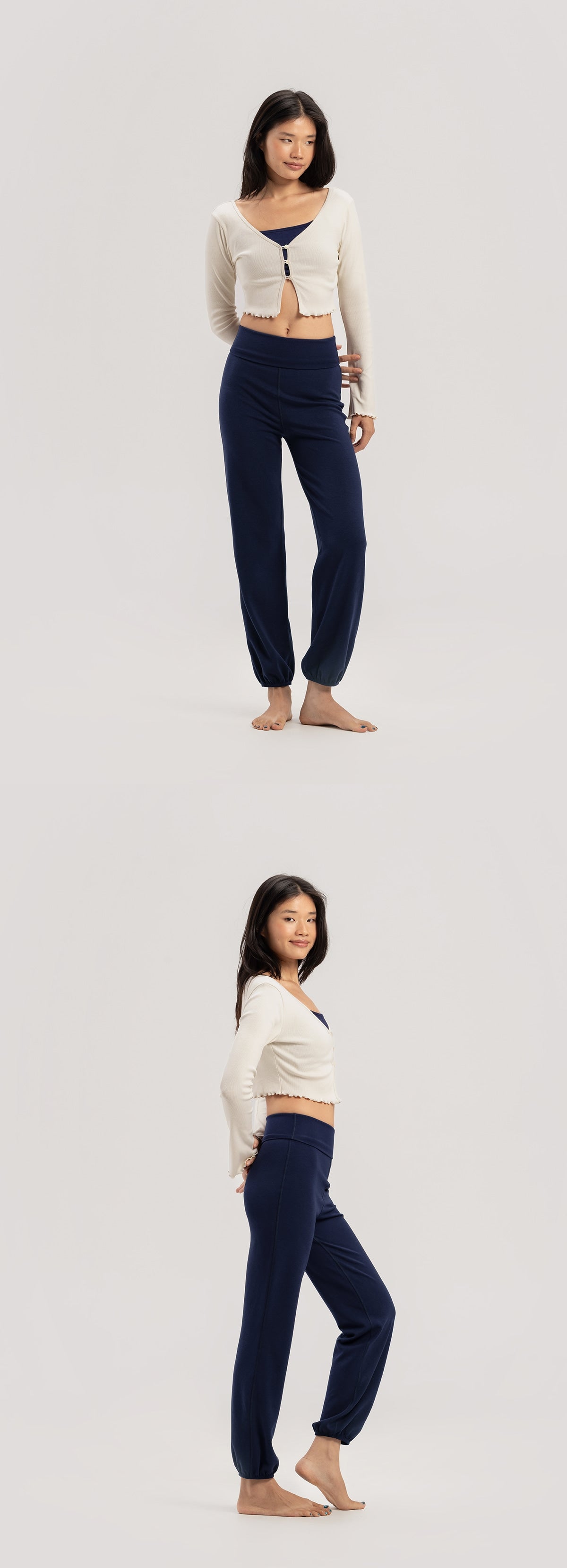 Crop rib cardigan_Turtledove