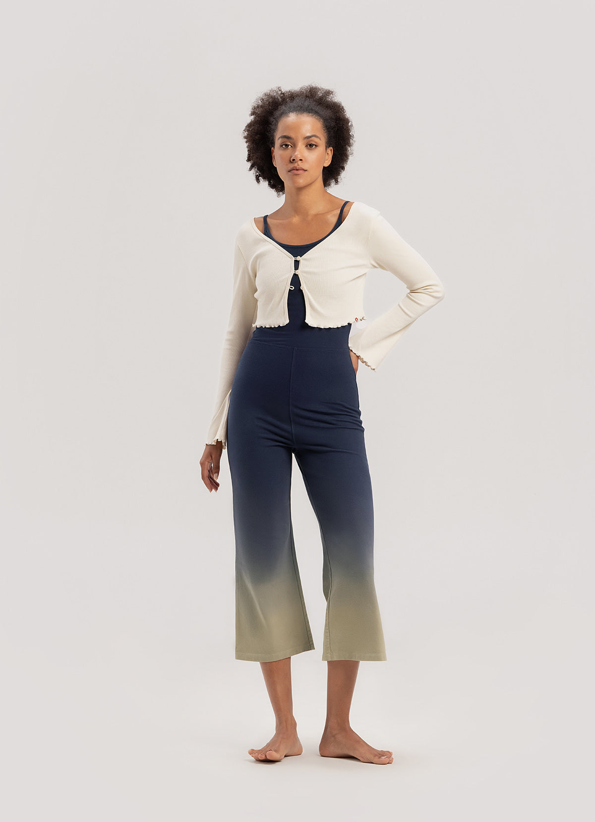 Crop rib cardigan_Turtledove