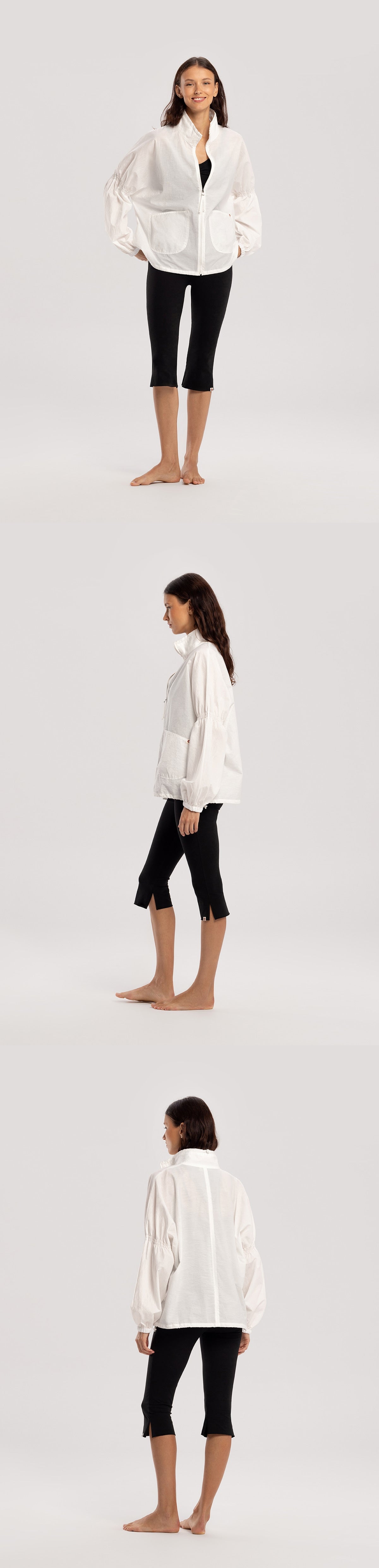Shirring zip-up jacket_White