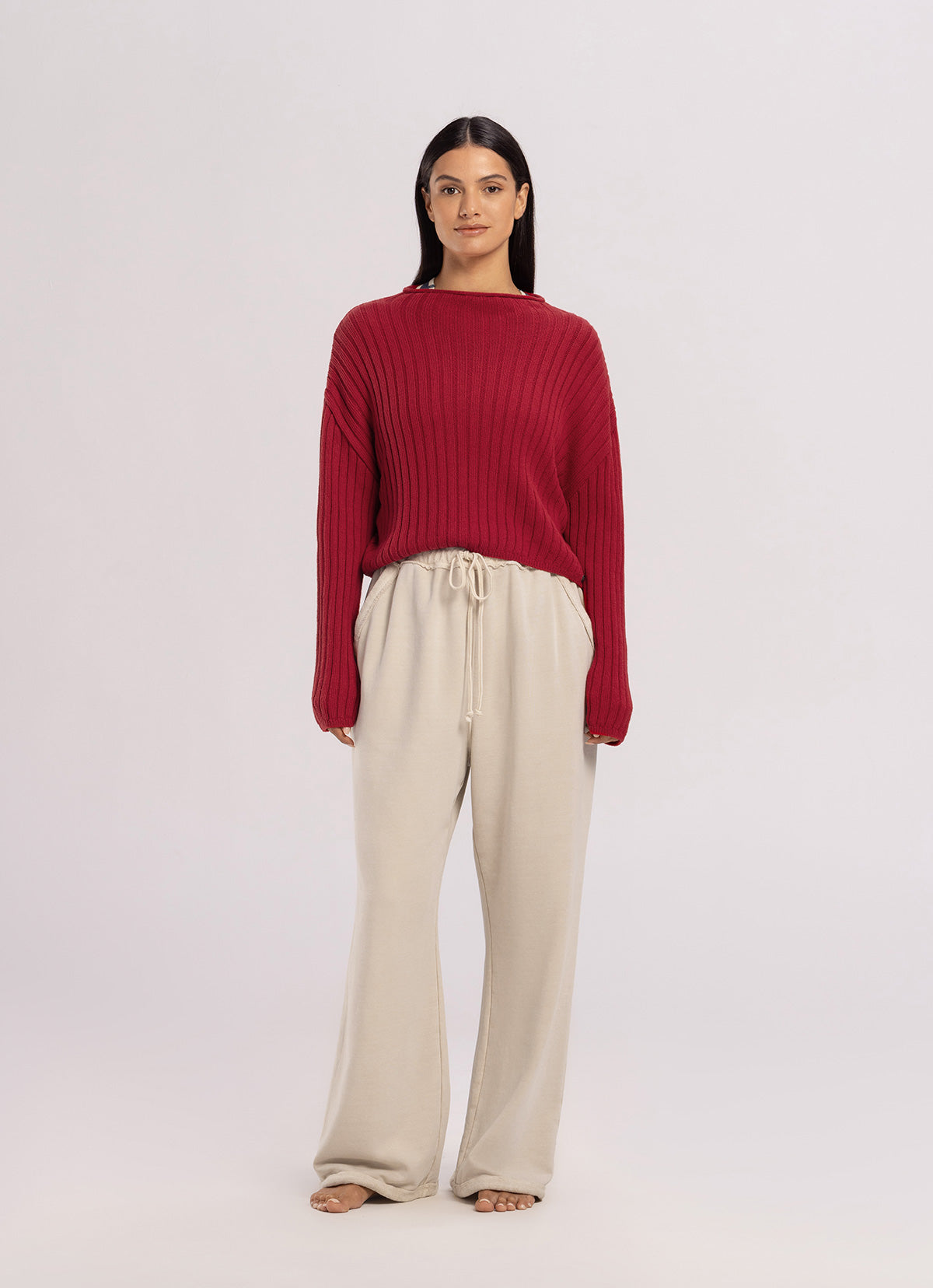 Loose sweat pants (Unisex)_Taupe