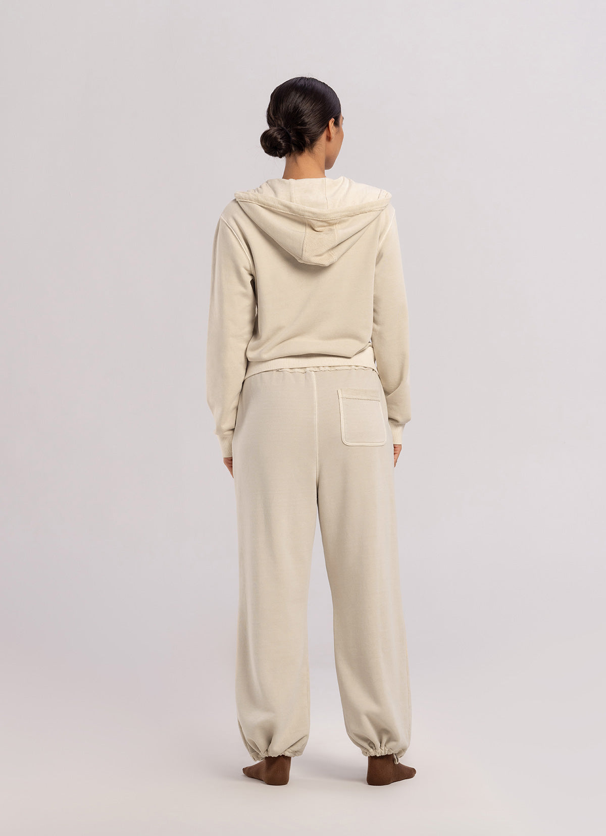 Fitted zip-up hoodie_Taupe