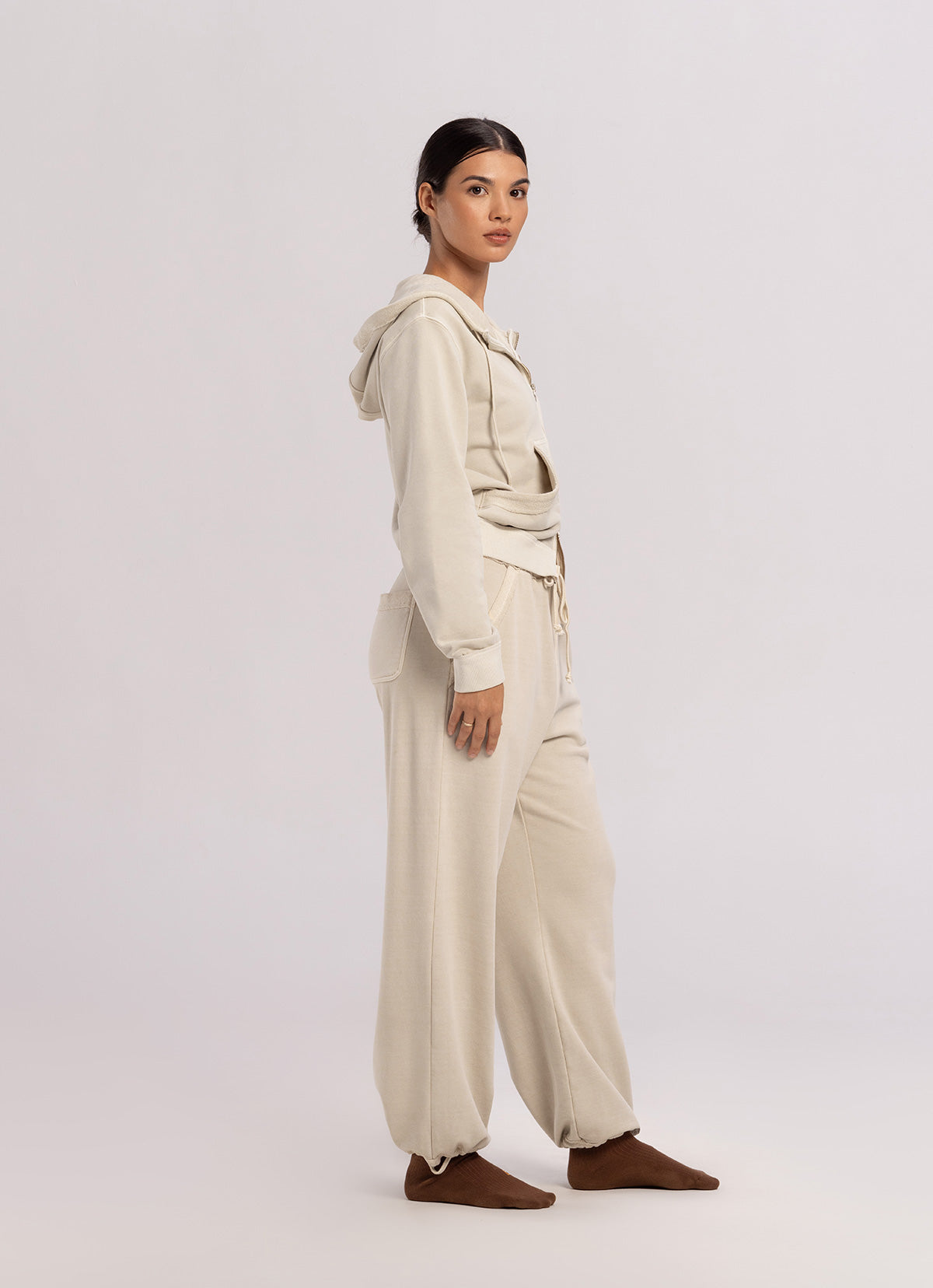 Loose sweat pants (Unisex)_Taupe