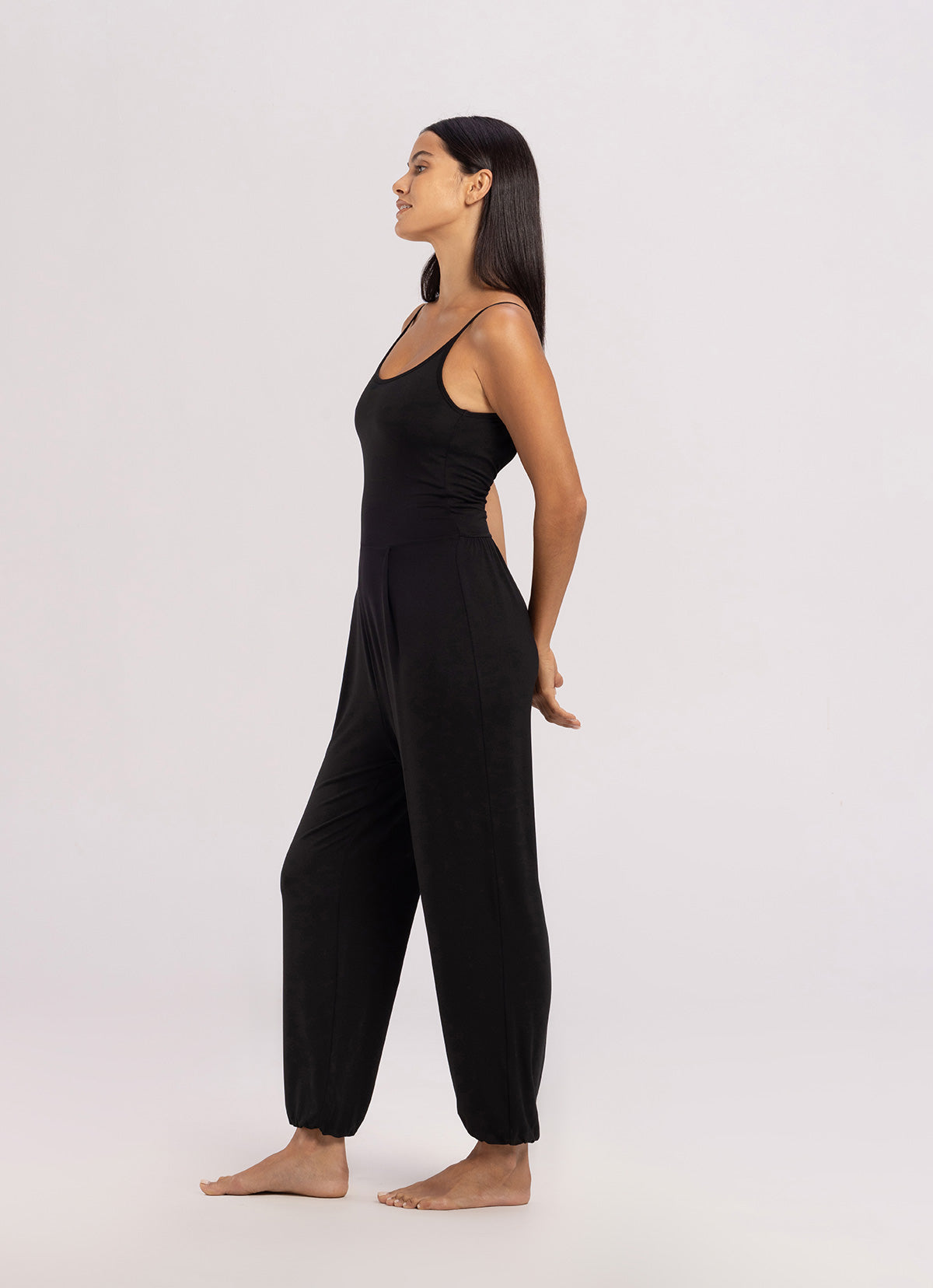 Deep V jumpsuit_Black