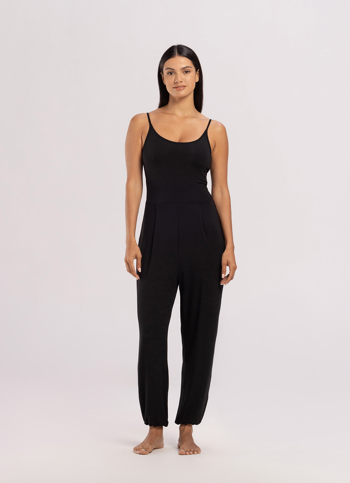 Deep V jumpsuit_Black