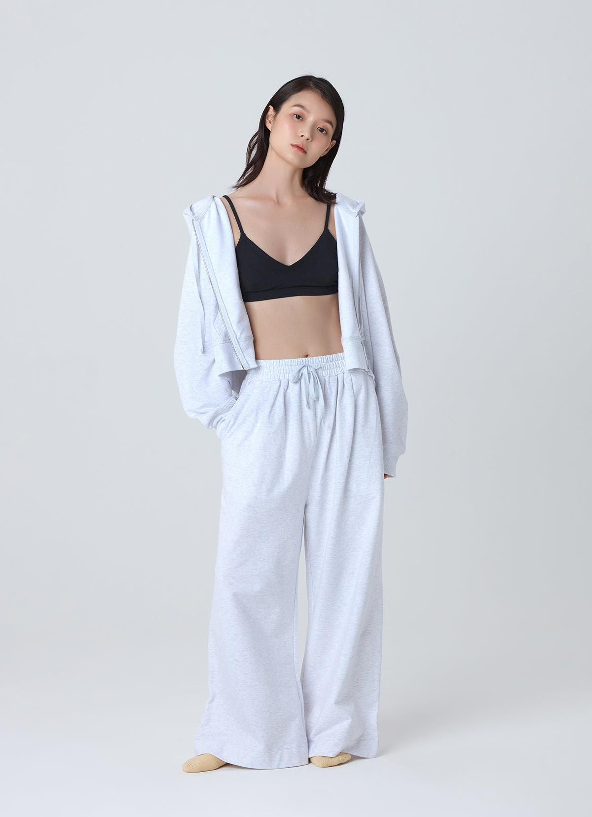 Pubar zip-up hoodie_Melange Grey