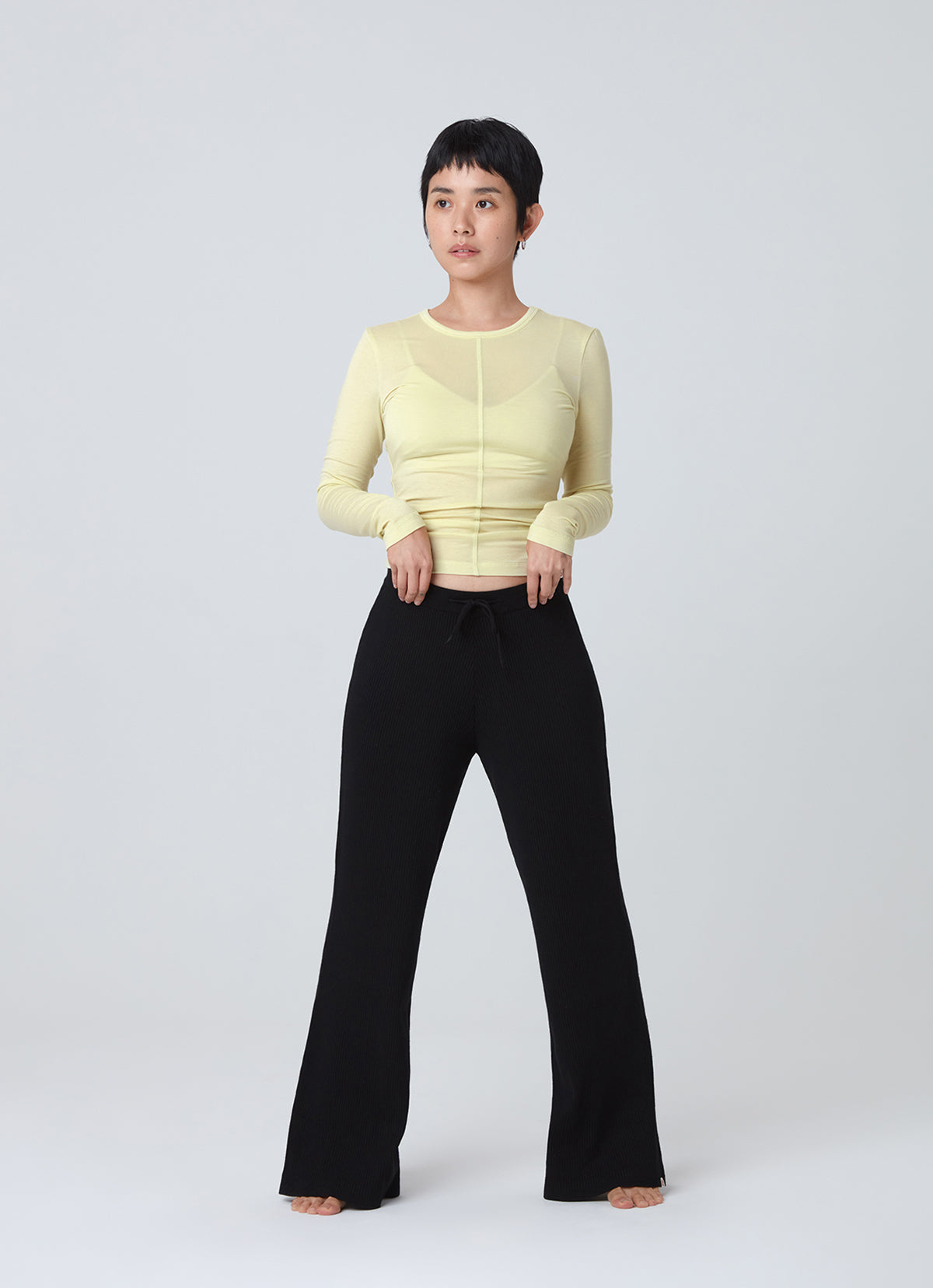 Flare knit pants_Black