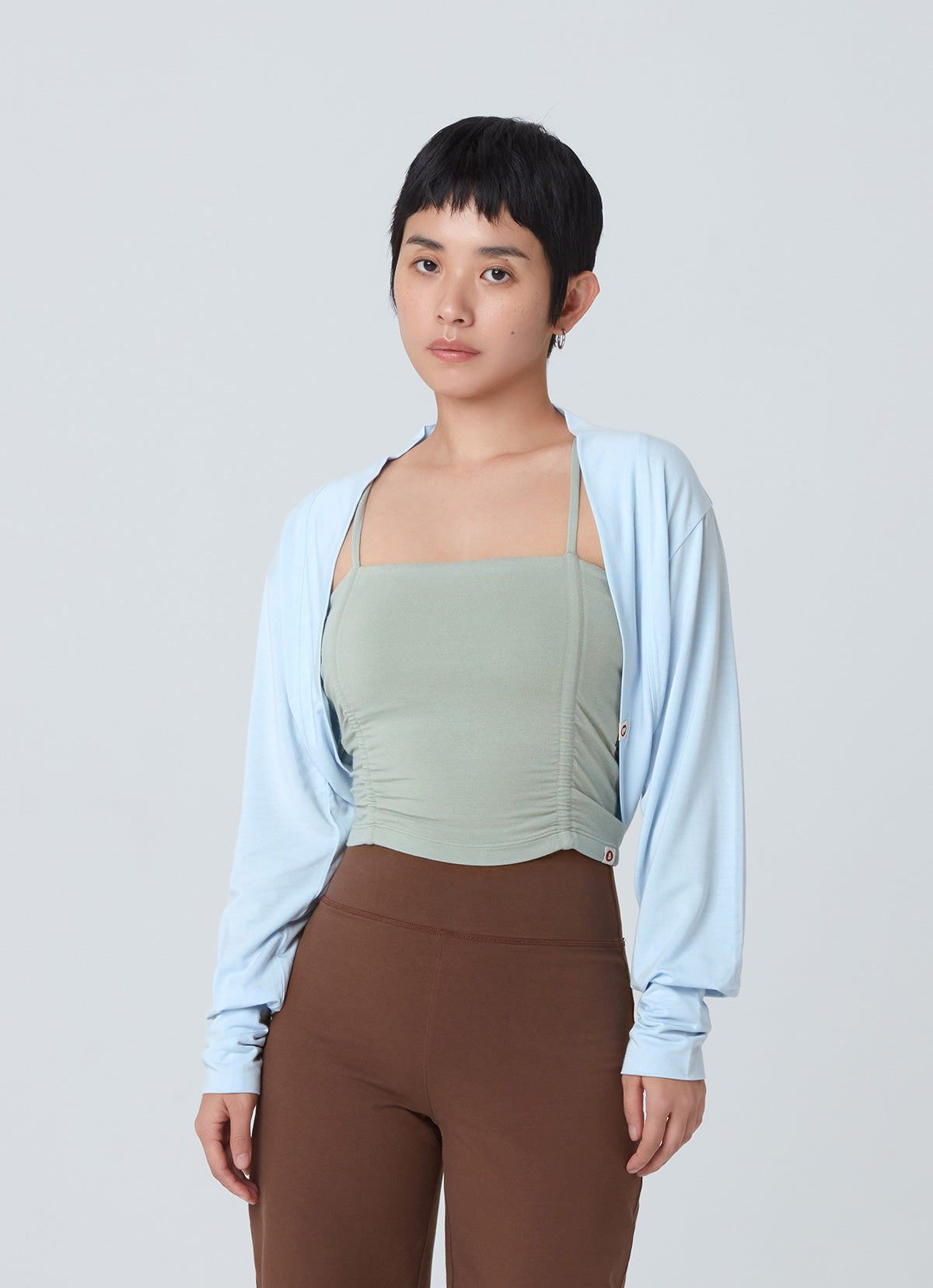 Soft bolero mini jacket_Ice Water