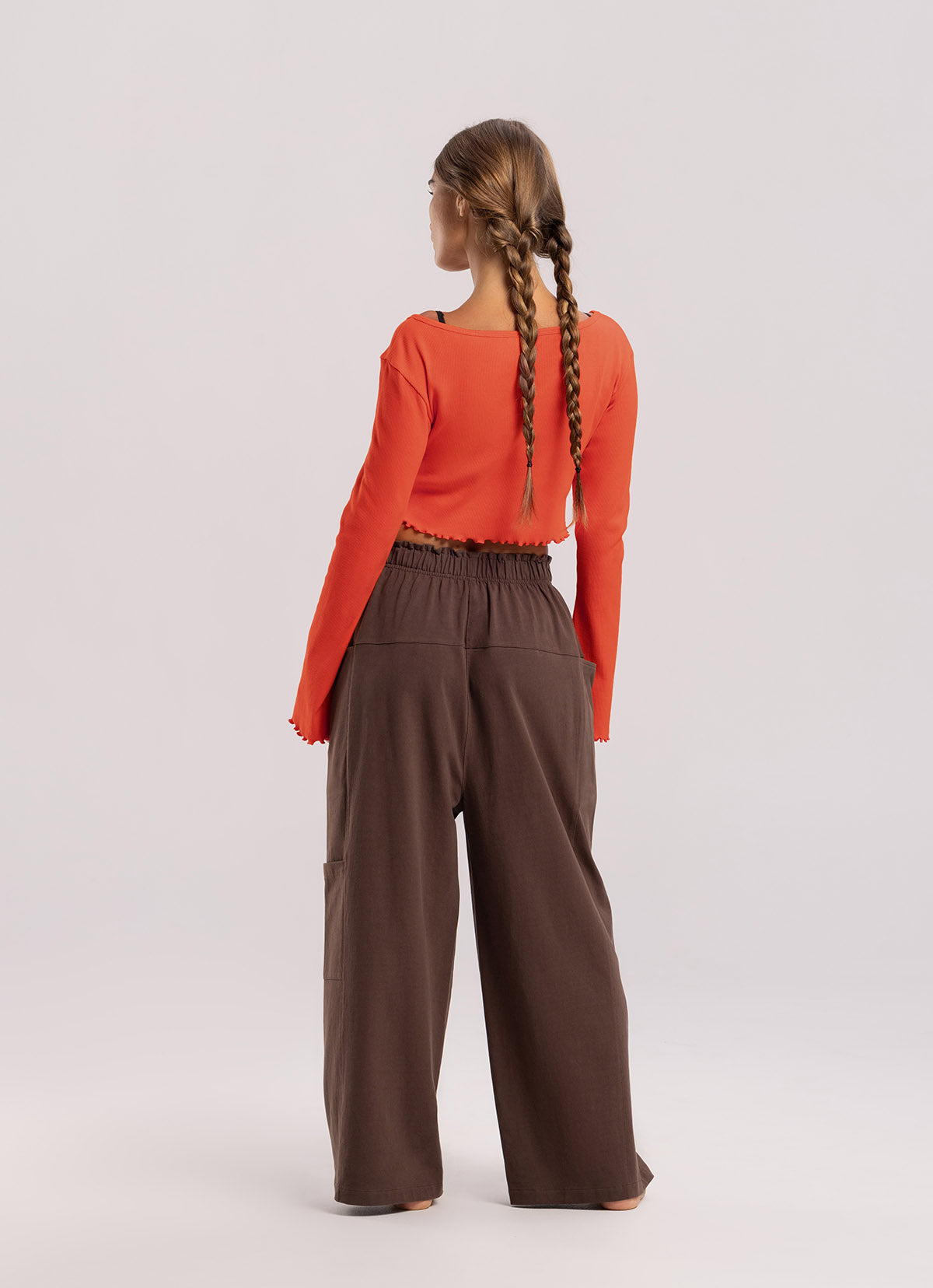 Crop rib cardigan_Cherry Tomato