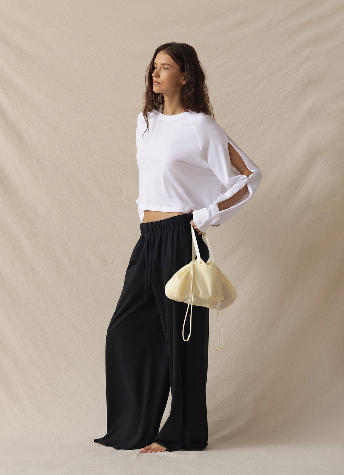 Hole wide pants_Black