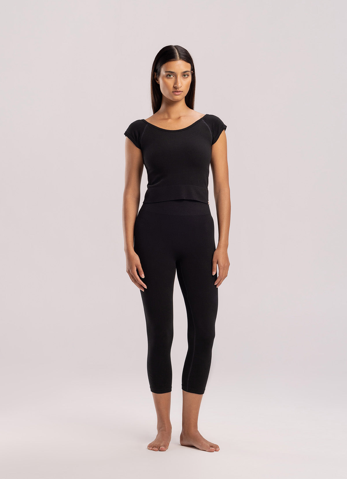 Seamless cap sleeve_Black