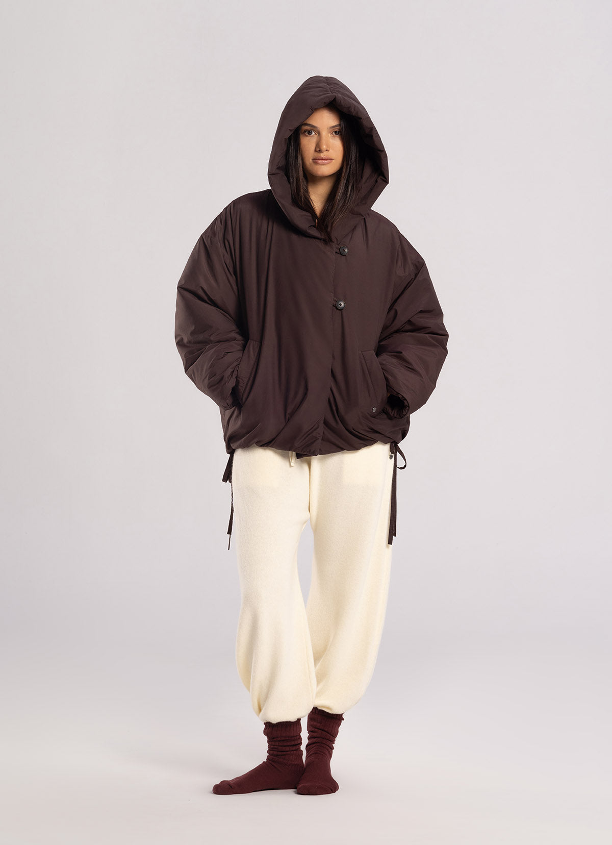 Yuki hood puffer_Dark Brown