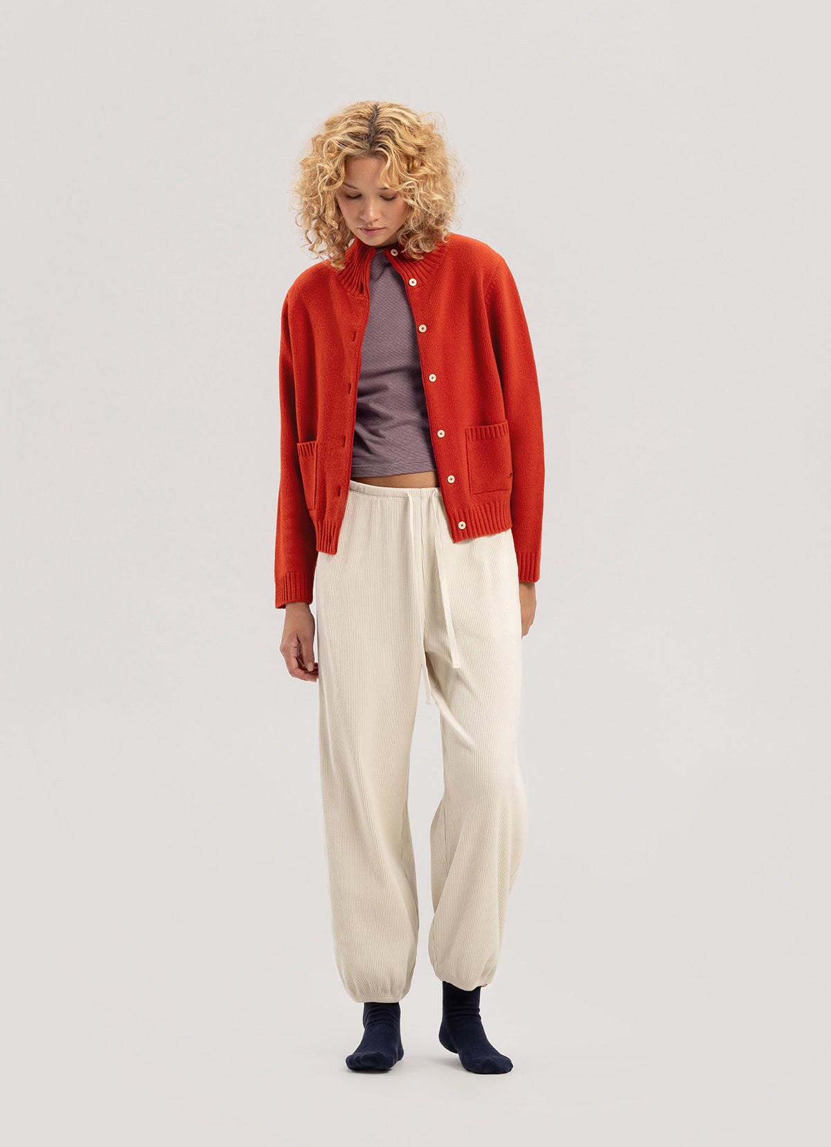 Rib jogger pants #3 (Warm ver.)_Silver Birch