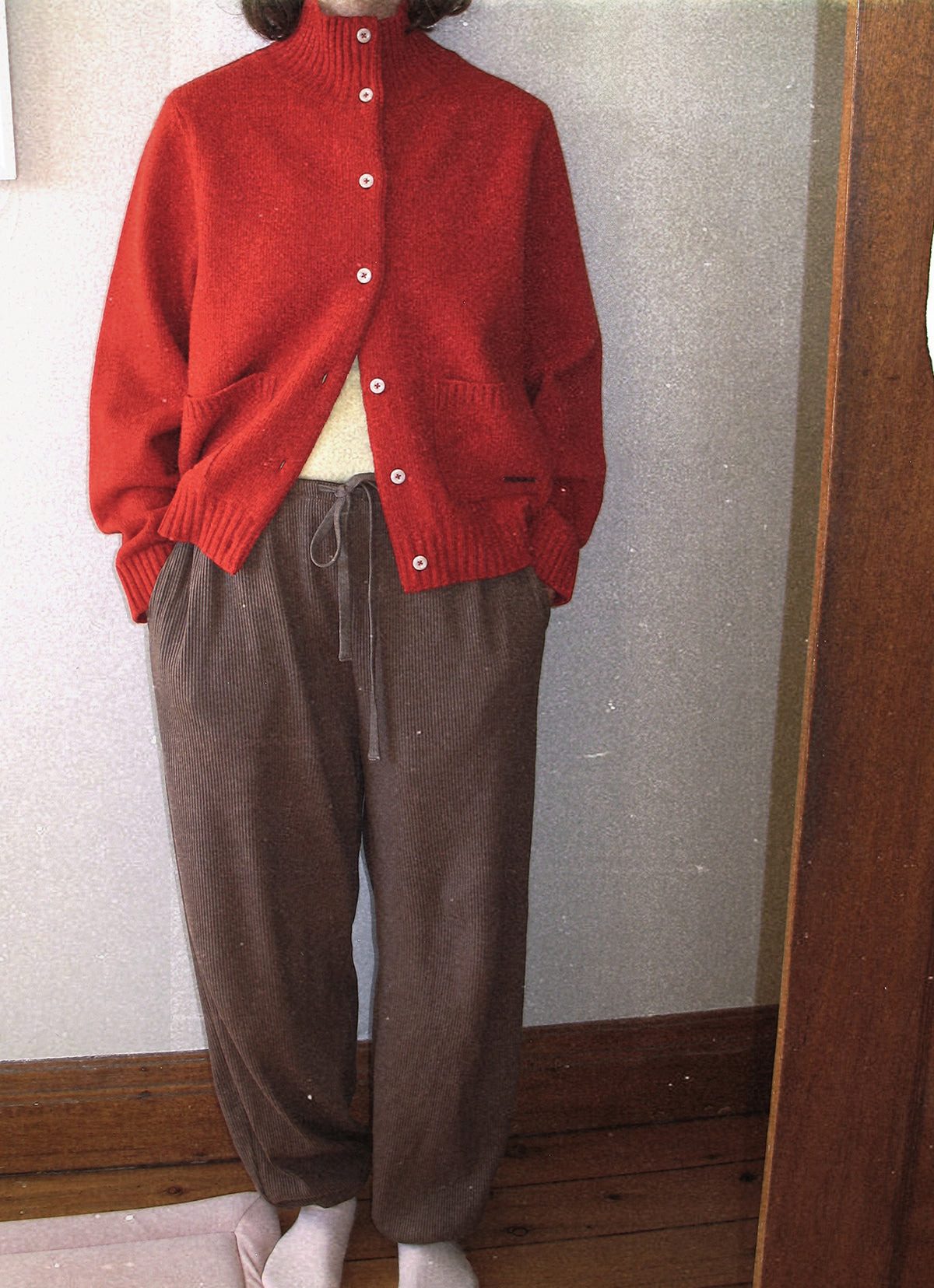 High neck cardigan_Orange