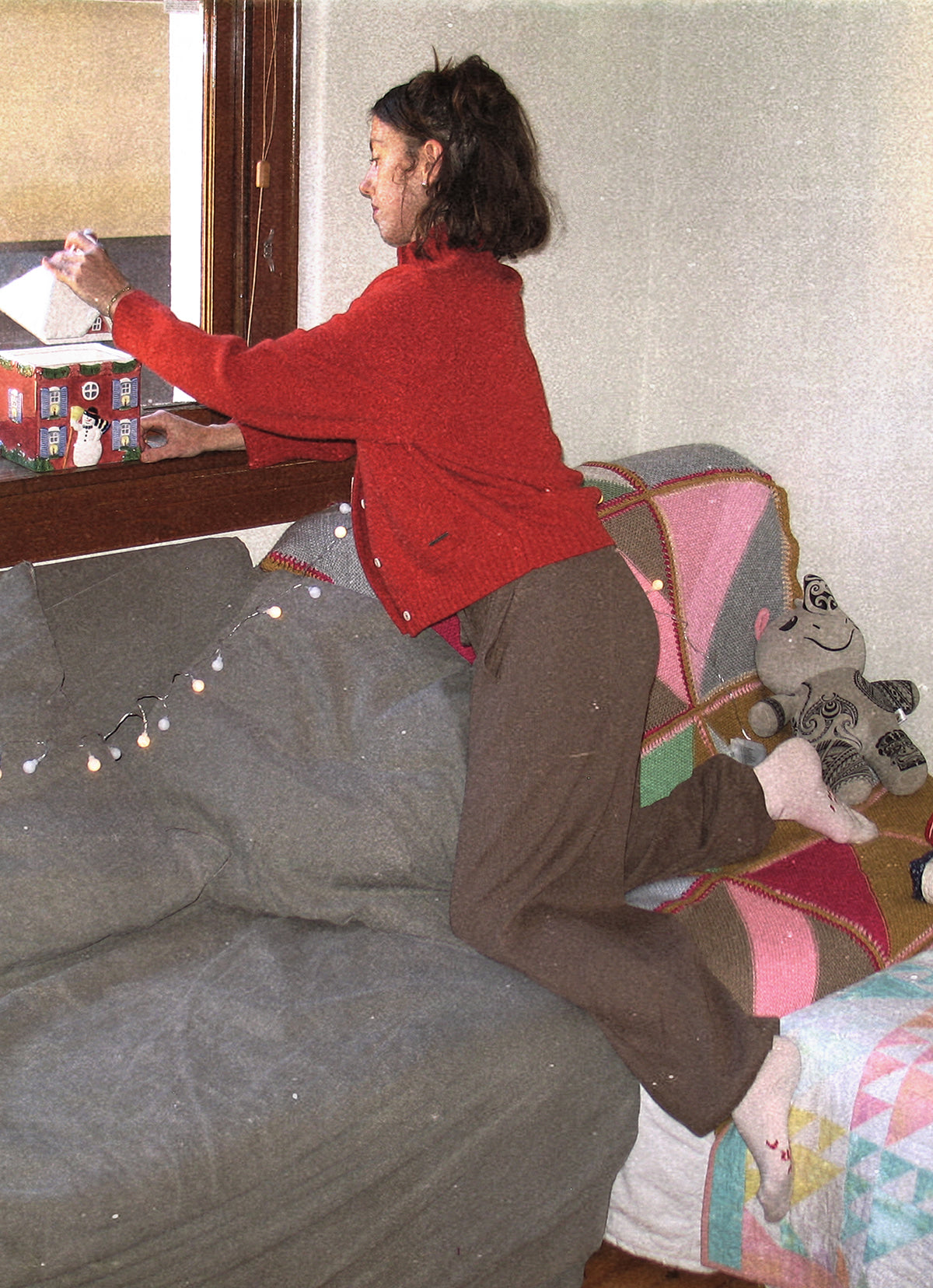 High neck cardigan_Orange