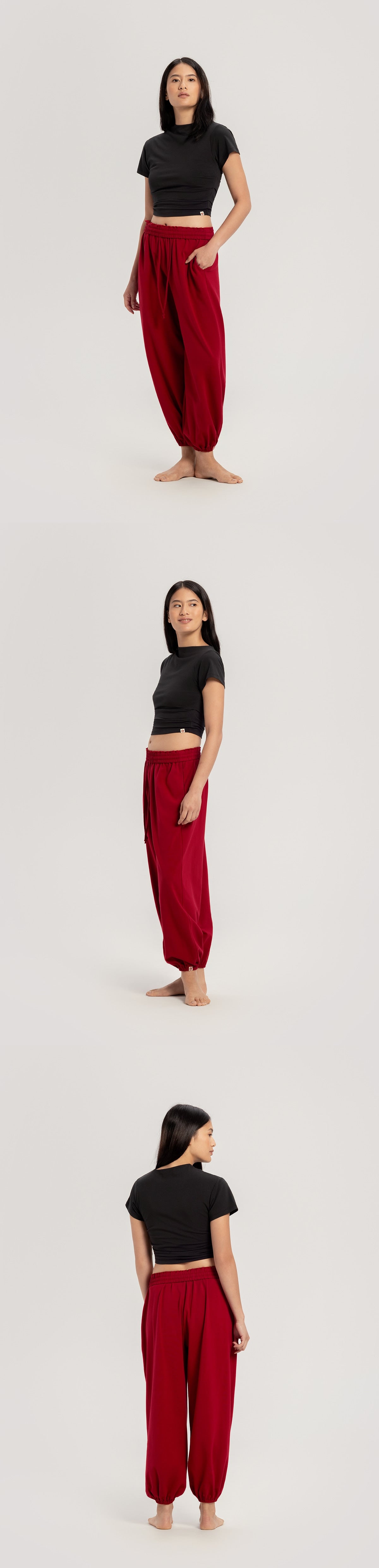 High neck shirring short sleeve_Black