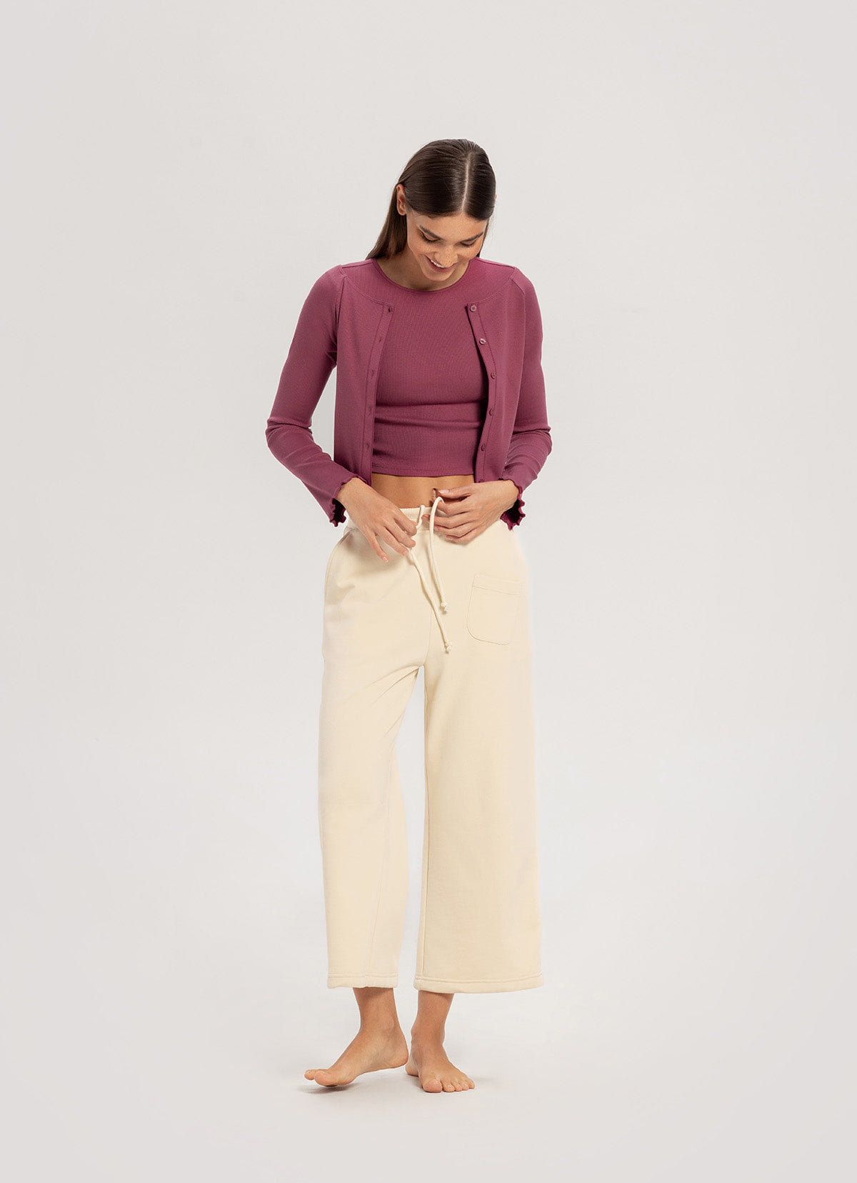 Boatneck rib cardigan_Violet Quartz