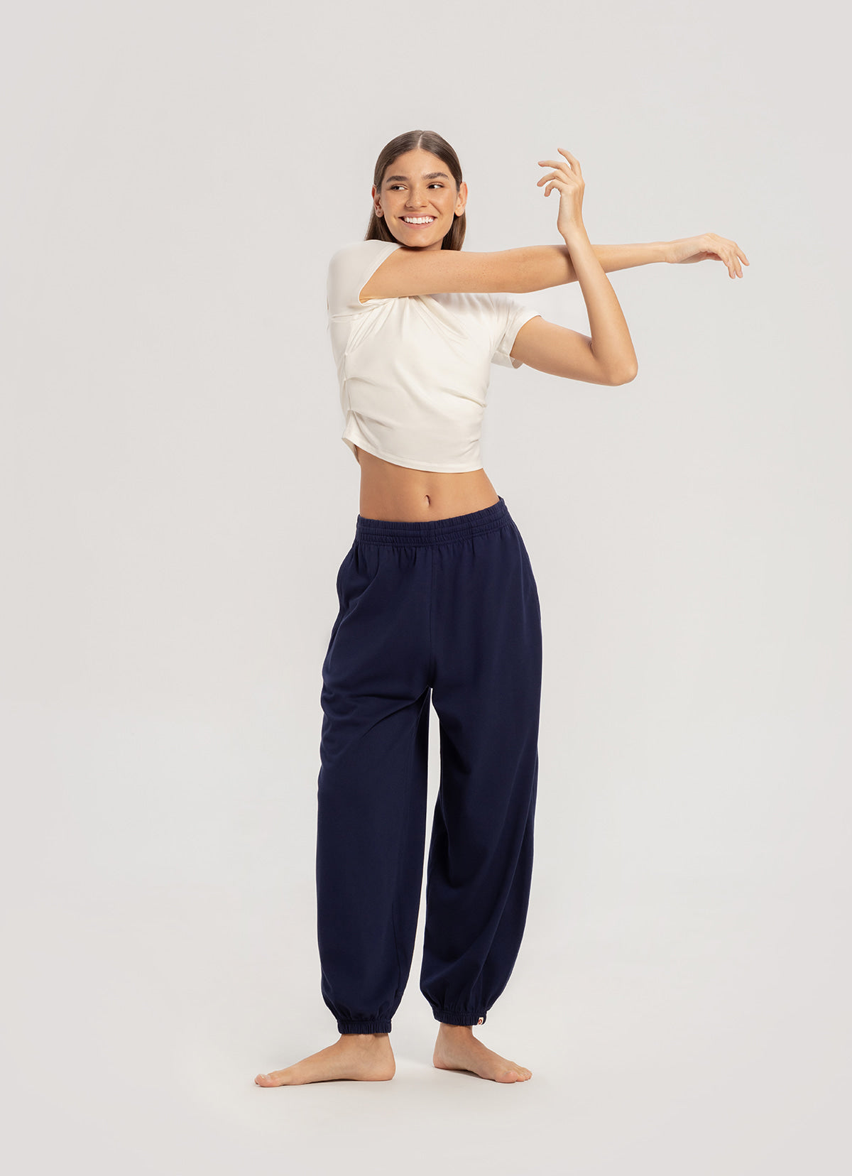 High neck shirring short sleeve_White