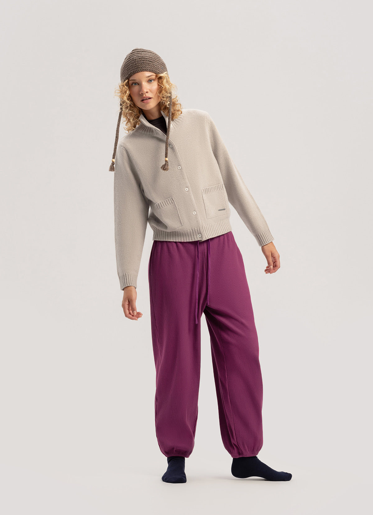 Rib jogger pants #3 (Warm ver.)_Boysenberry