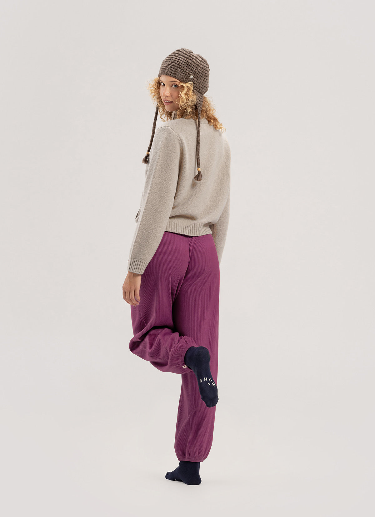 Rib jogger pants #3 (Warm ver.)_Boysenberry