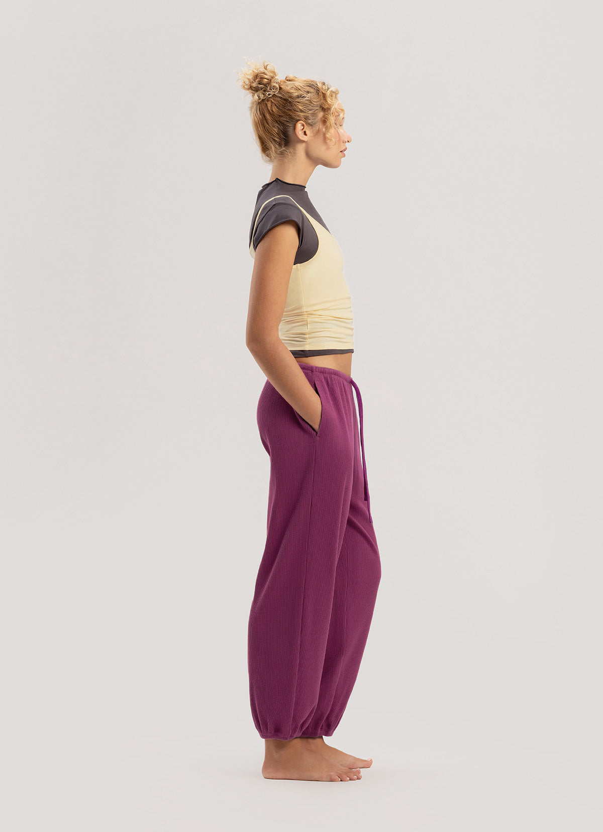 Rib jogger pants #3 (Warm ver.)_Boysenberry