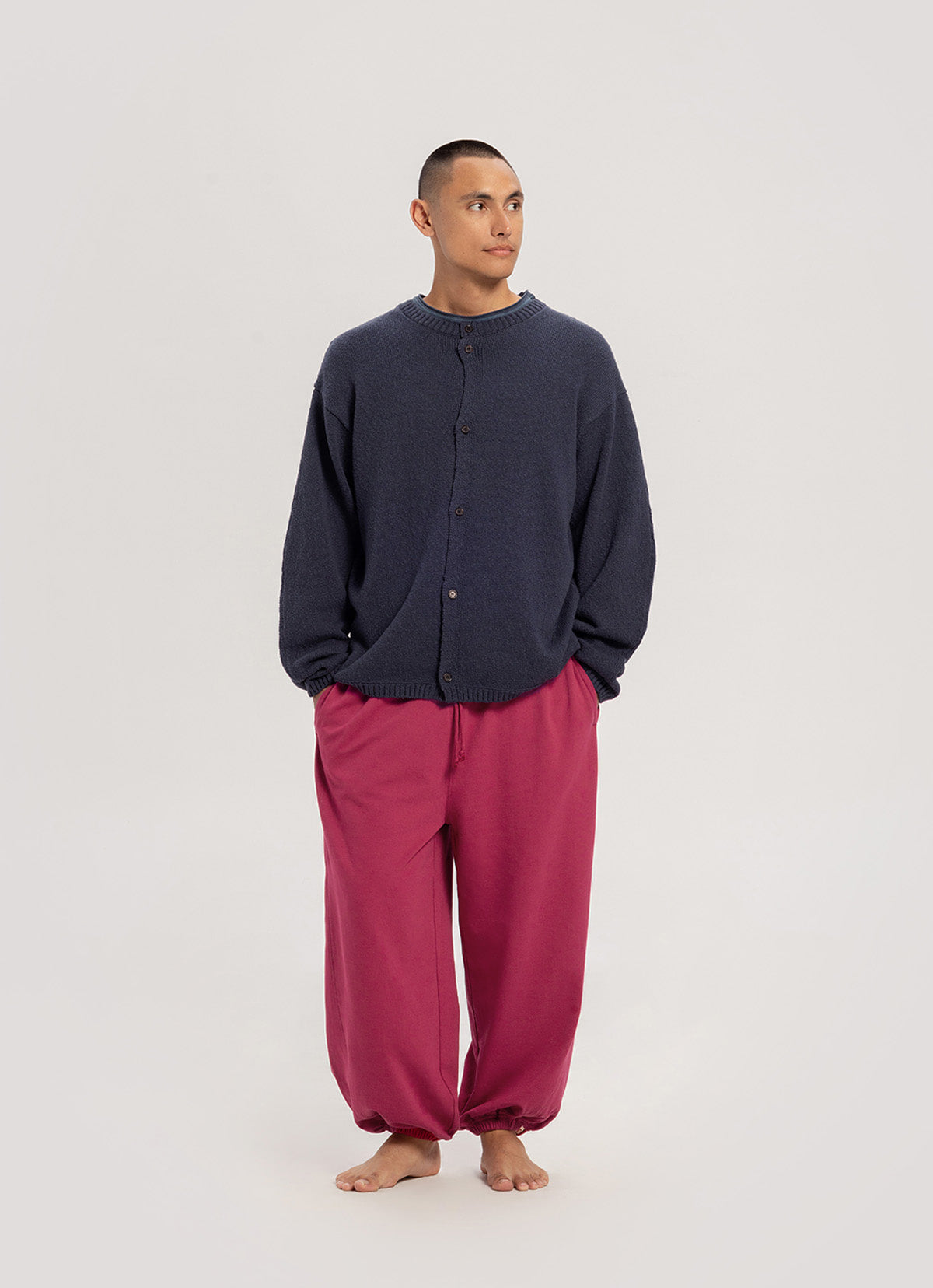 Diagonal jogger pants (Zurry ver.) (Unisex)_Red Bud