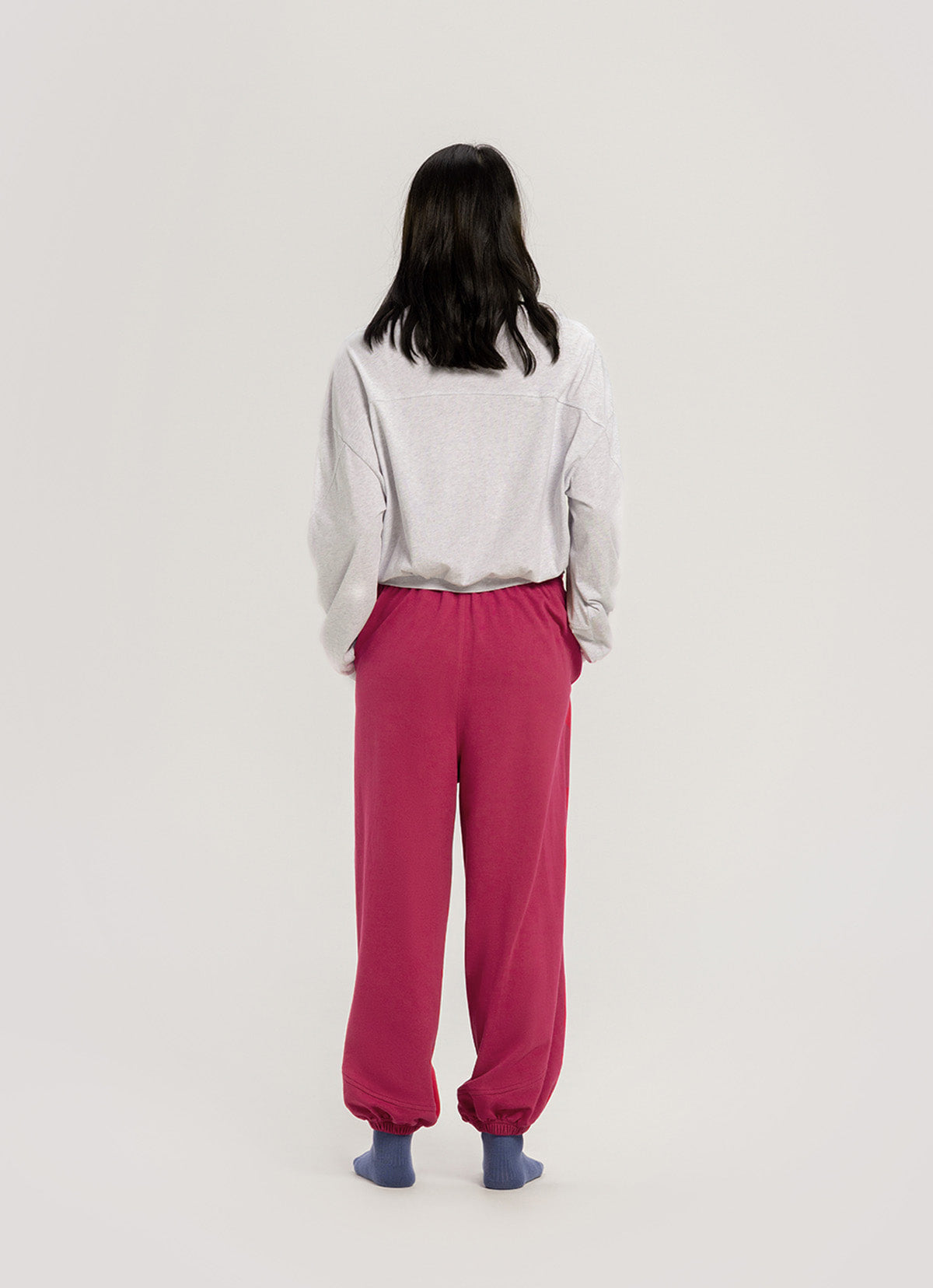Diagonal jogger pants (Zurry ver.) (Unisex)_Red Bud