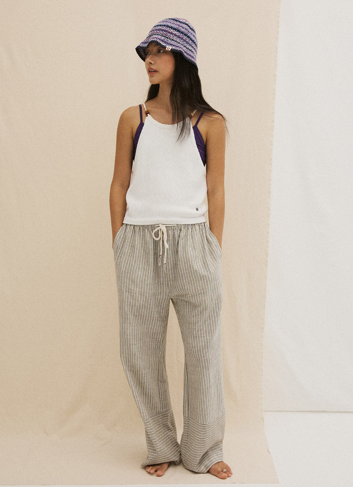 Tied knit top_Ivory