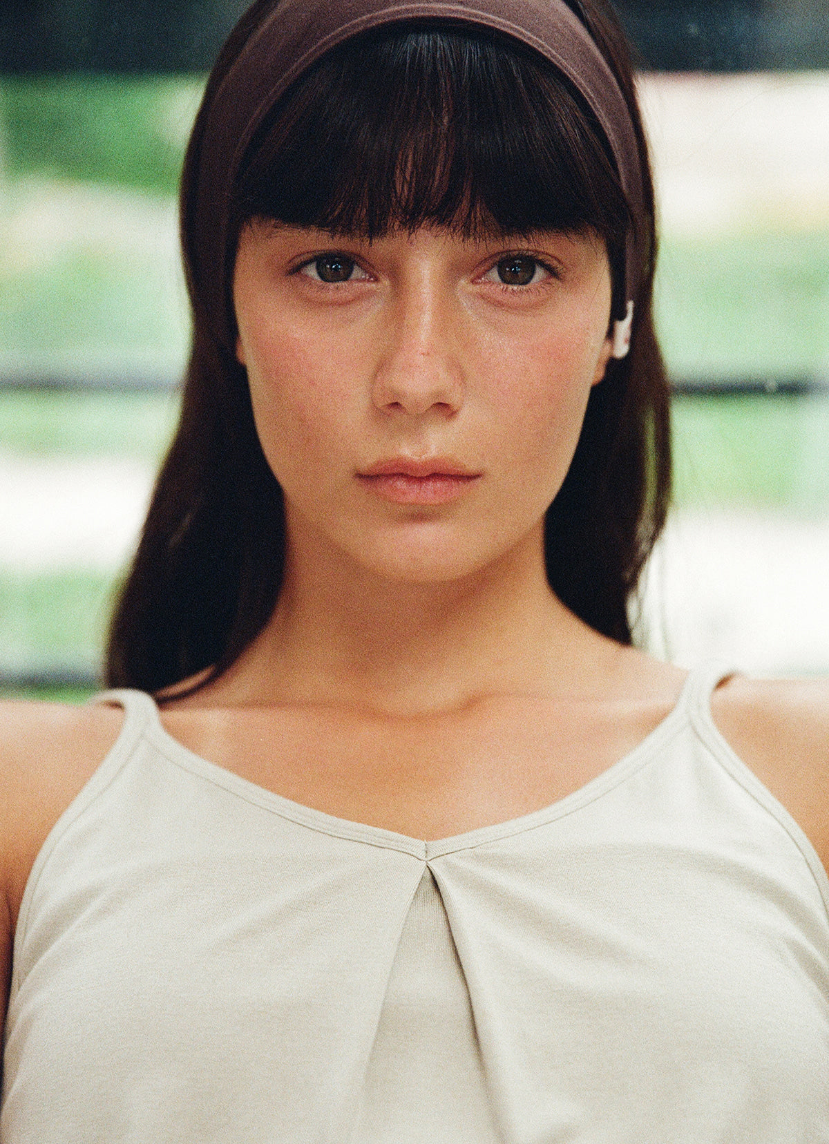 Pleats shirring sleeveless_Moss Gray