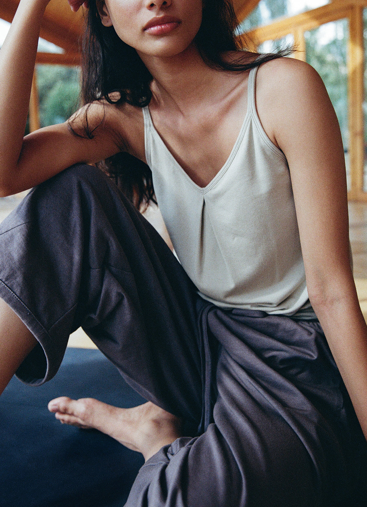 Pleats crop pants_Plum Kitten