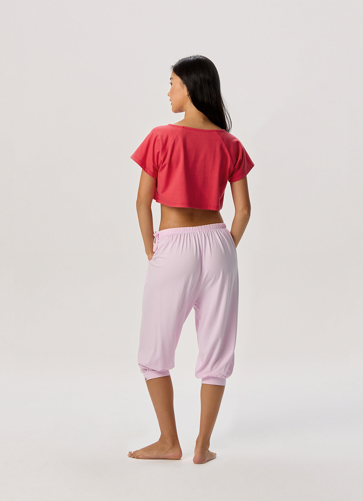 Shirring half pants_Cradle Pink
