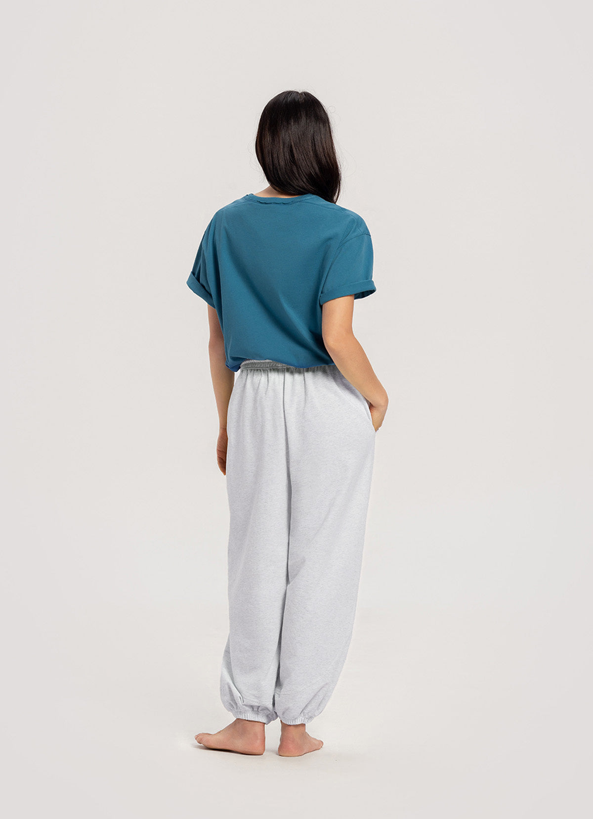 Diagonal jogger pants (Zurry ver.) (Unisex)_Melange Grey