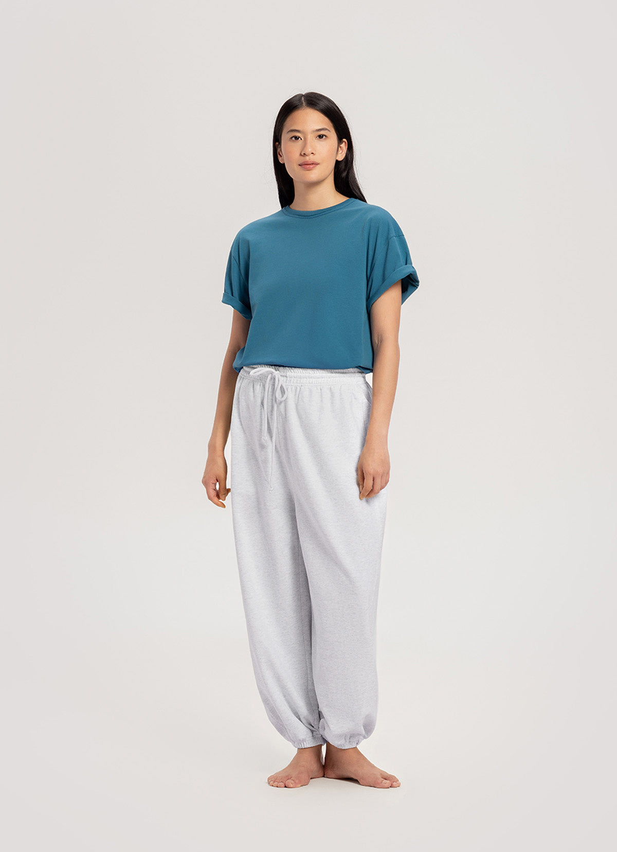 Diagonal jogger pants (Zurry ver.) (Unisex)_Melange Grey